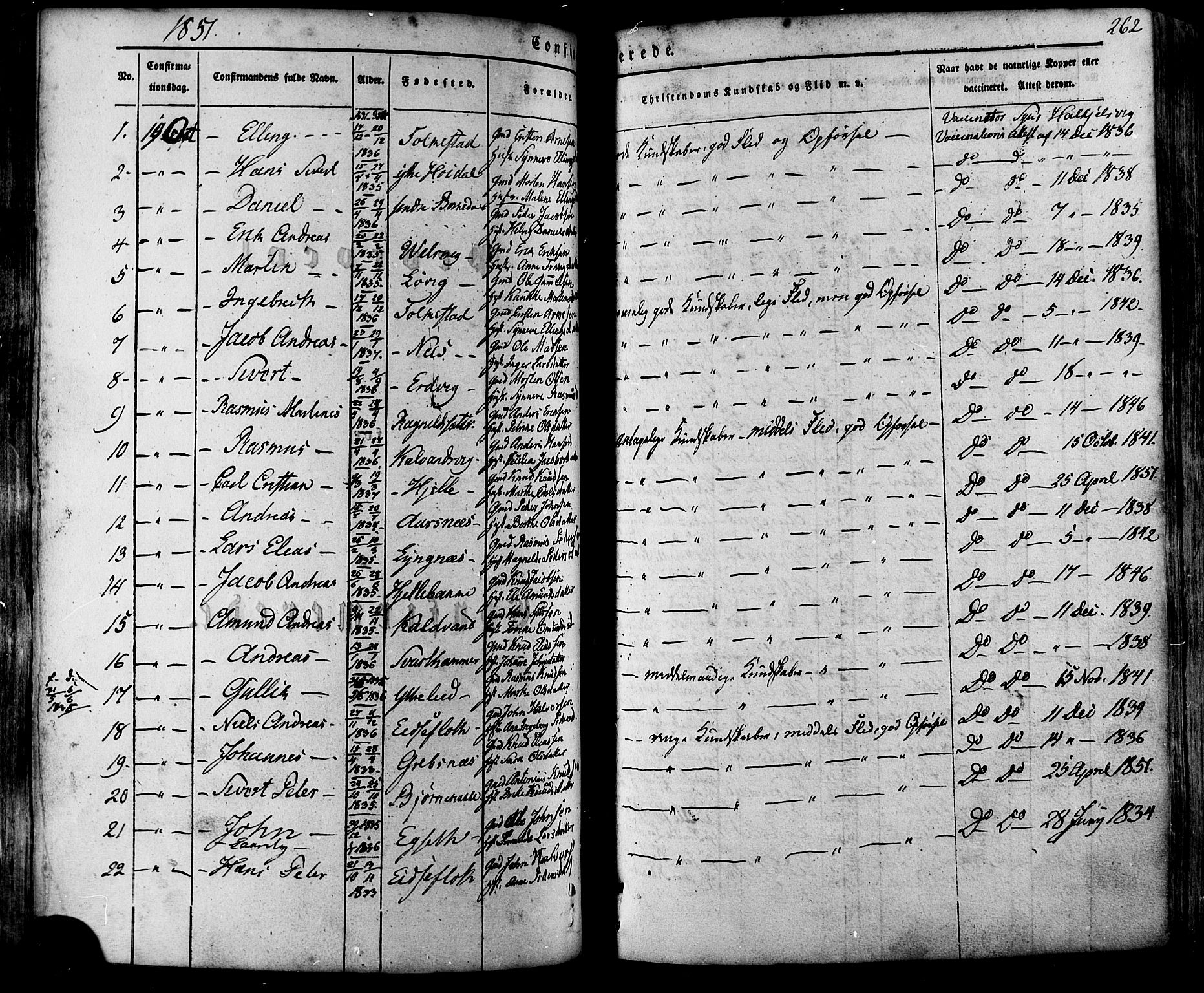Ministerialprotokoller, klokkerbøker og fødselsregistre - Møre og Romsdal, SAT/A-1454/511/L0140: Parish register (official) no. 511A07, 1851-1878, p. 262