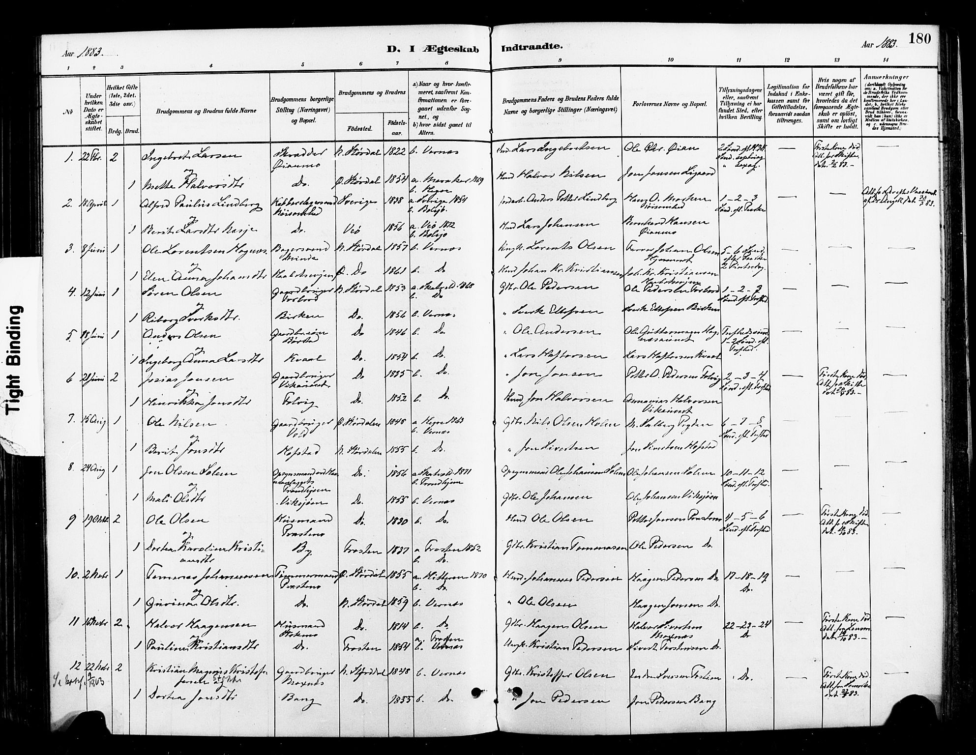 Ministerialprotokoller, klokkerbøker og fødselsregistre - Nord-Trøndelag, SAT/A-1458/709/L0077: Parish register (official) no. 709A17, 1880-1895, p. 180