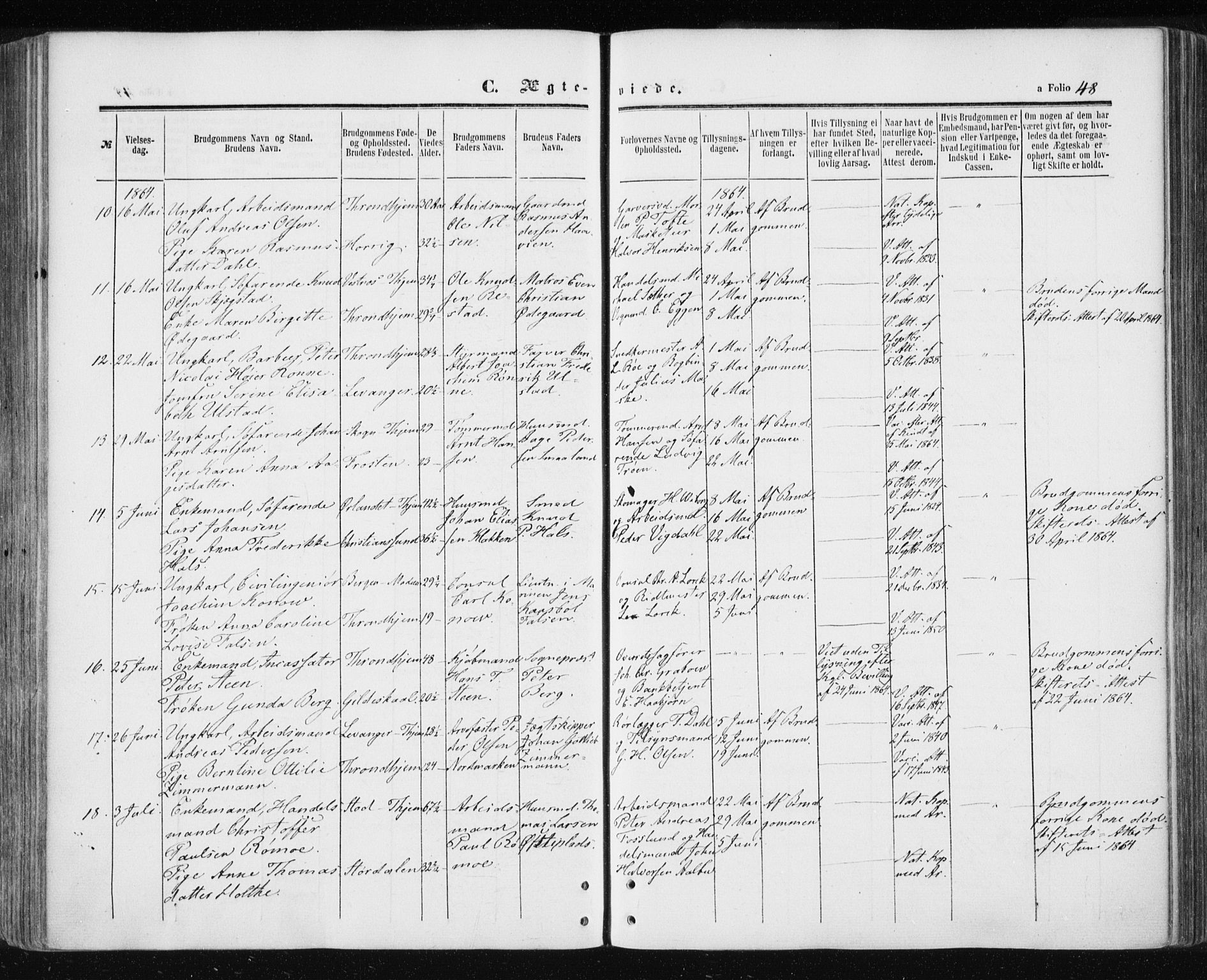 Ministerialprotokoller, klokkerbøker og fødselsregistre - Sør-Trøndelag, SAT/A-1456/601/L0053: Parish register (official) no. 601A21, 1857-1865, p. 48