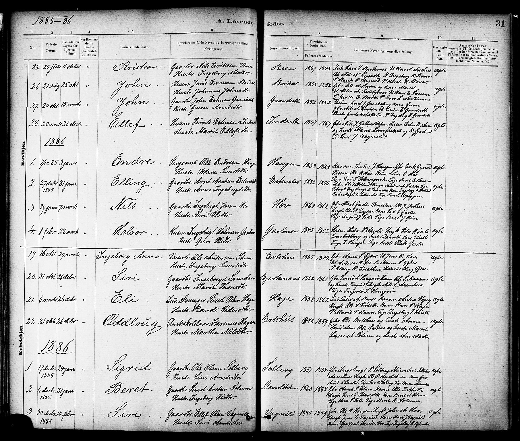 Ministerialprotokoller, klokkerbøker og fødselsregistre - Sør-Trøndelag, SAT/A-1456/689/L1040: Parish register (official) no. 689A05, 1878-1890, p. 31