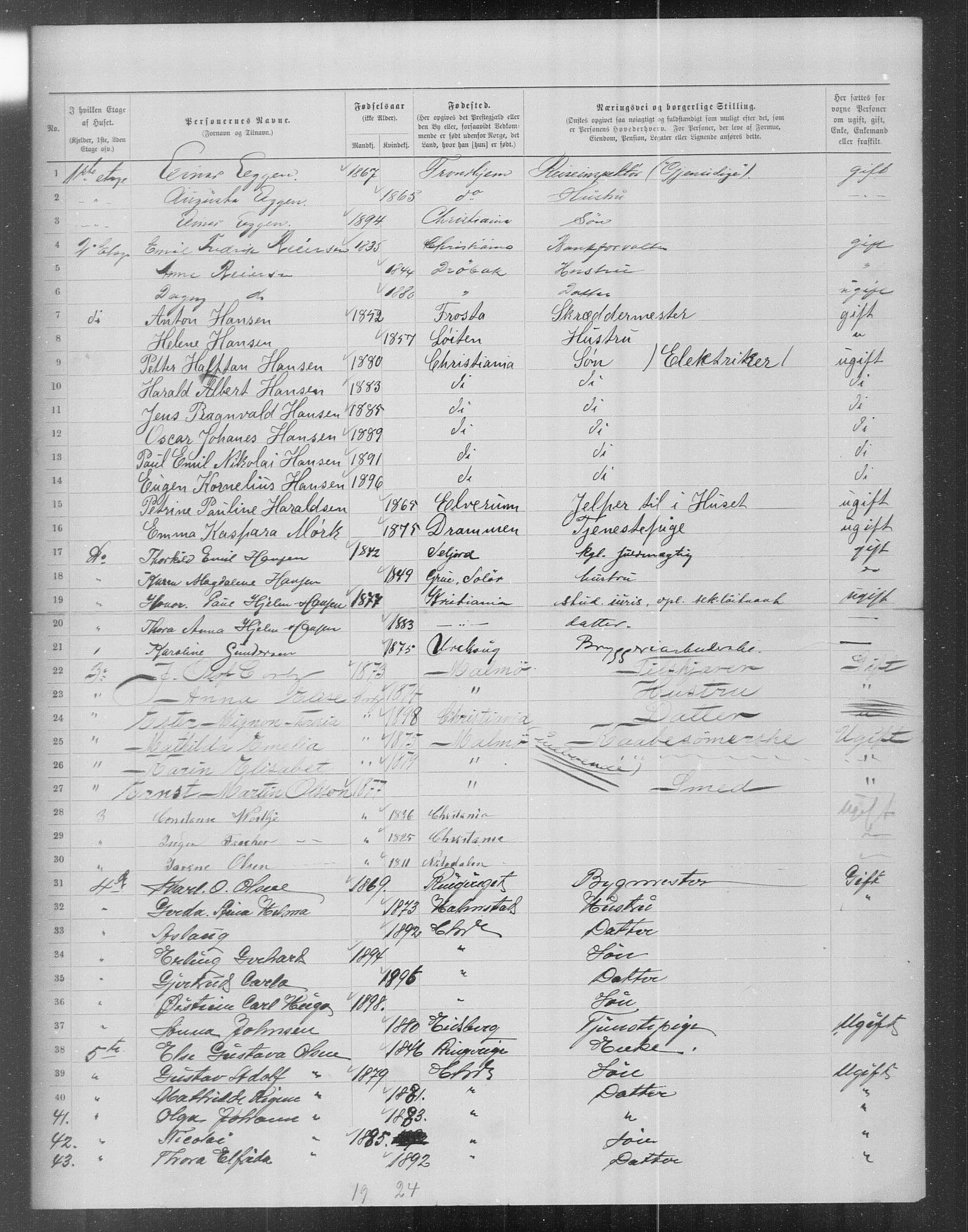 OBA, Municipal Census 1899 for Kristiania, 1899, p. 16263