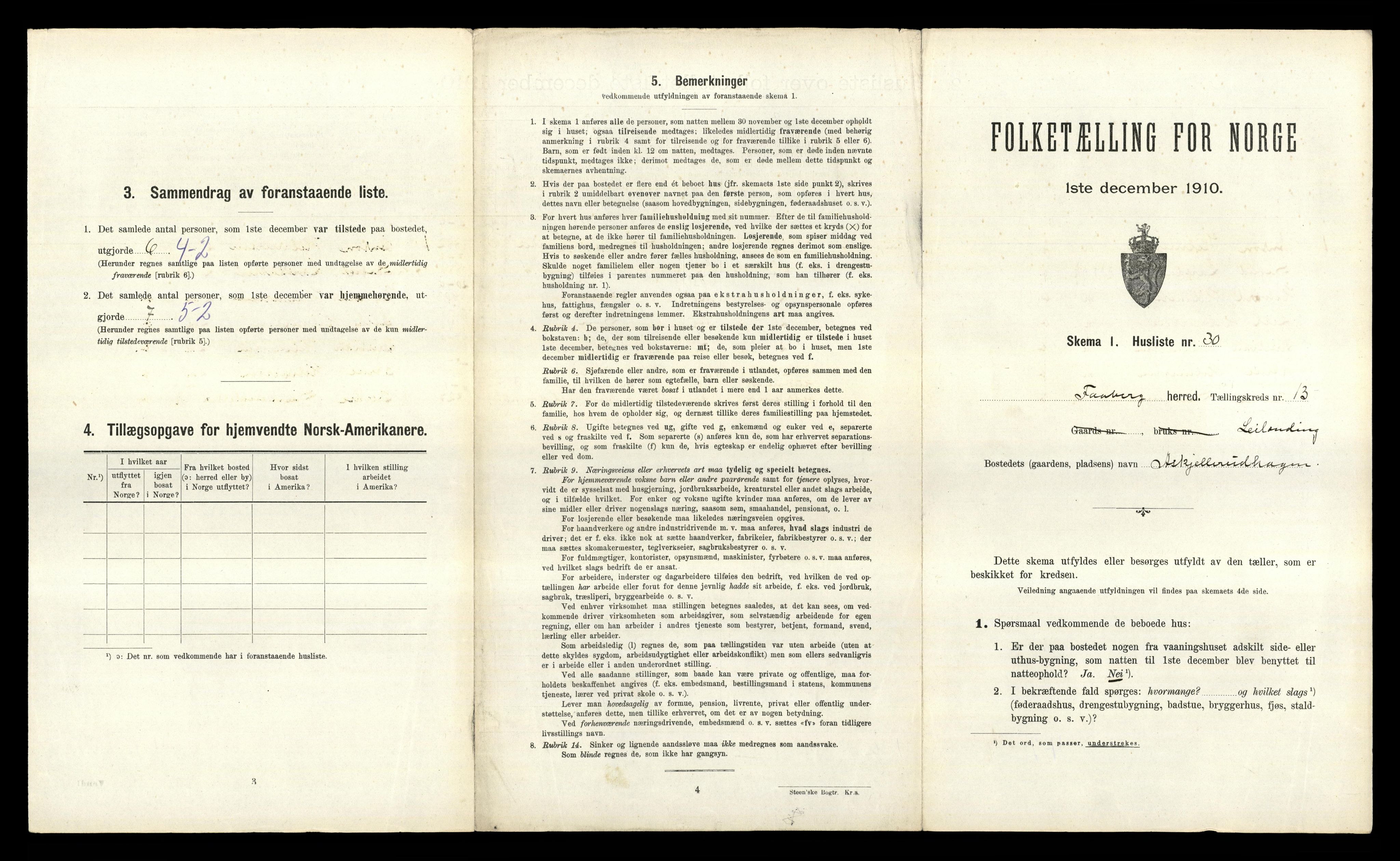 RA, 1910 census for Fåberg, 1910, p. 1574