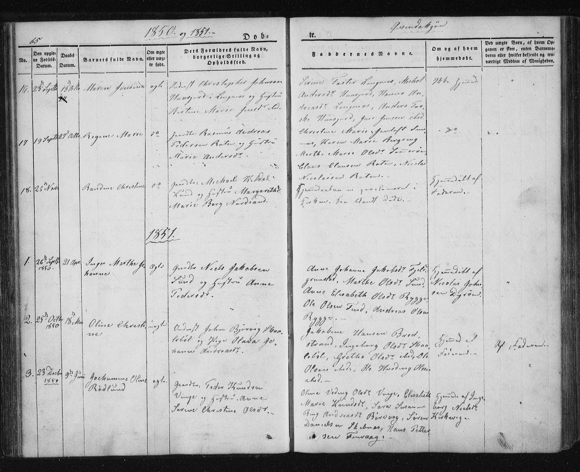 Ministerialprotokoller, klokkerbøker og fødselsregistre - Nordland, SAT/A-1459/893/L1332: Parish register (official) no. 893A05, 1841-1858, p. 65