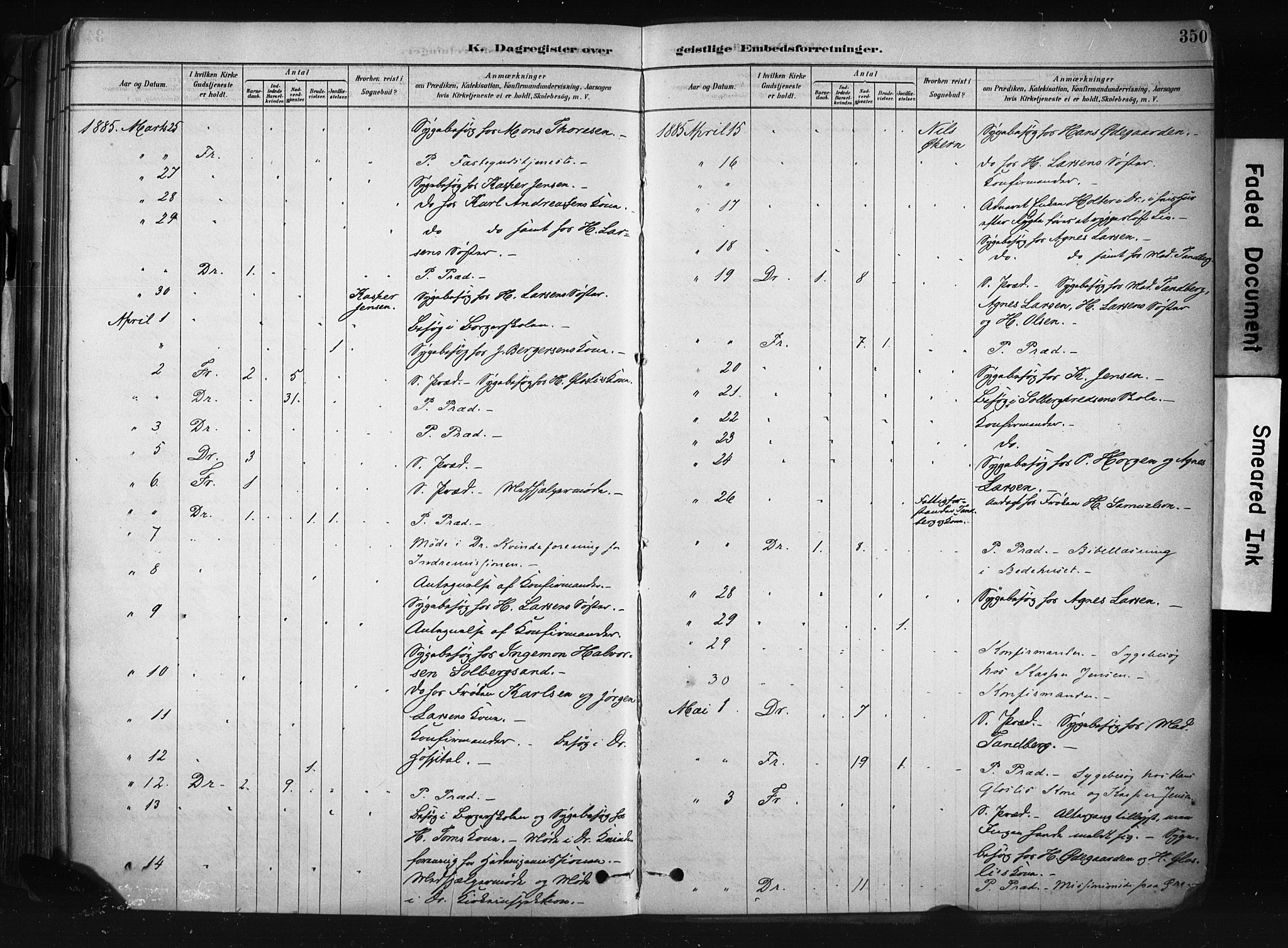 Drøbak prestekontor Kirkebøker, AV/SAO-A-10142a/F/Fb/L0001: Parish register (official) no. II 1, 1878-1891, p. 350