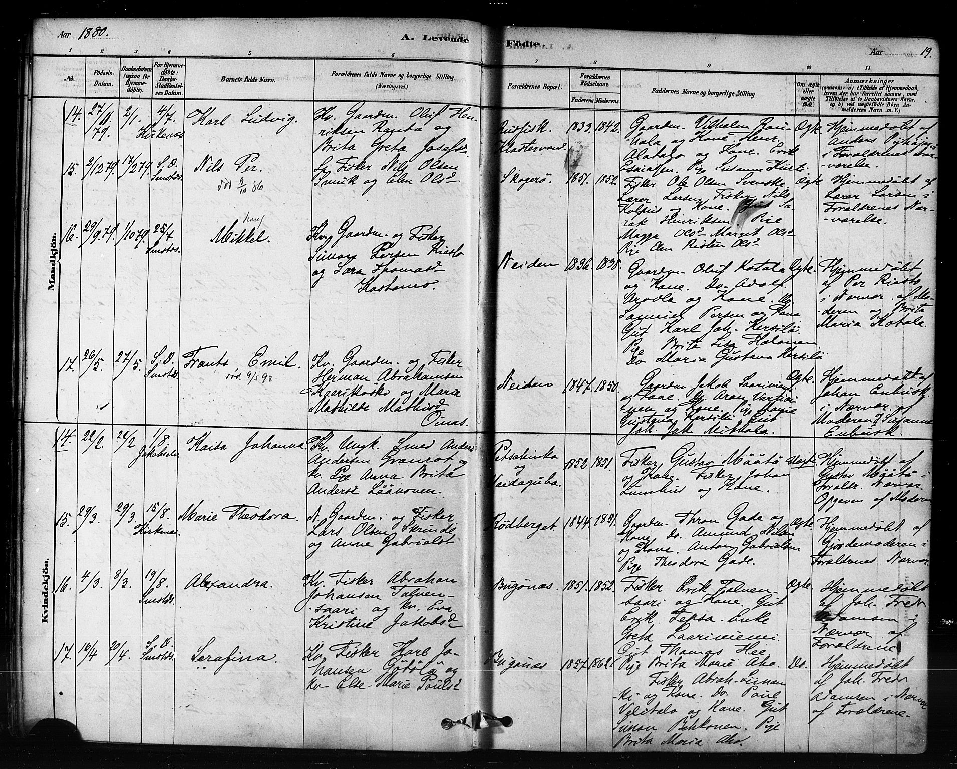 Sør-Varanger sokneprestkontor, AV/SATØ-S-1331/H/Ha/L0003kirke: Parish register (official) no. 3, 1878-1891, p. 19