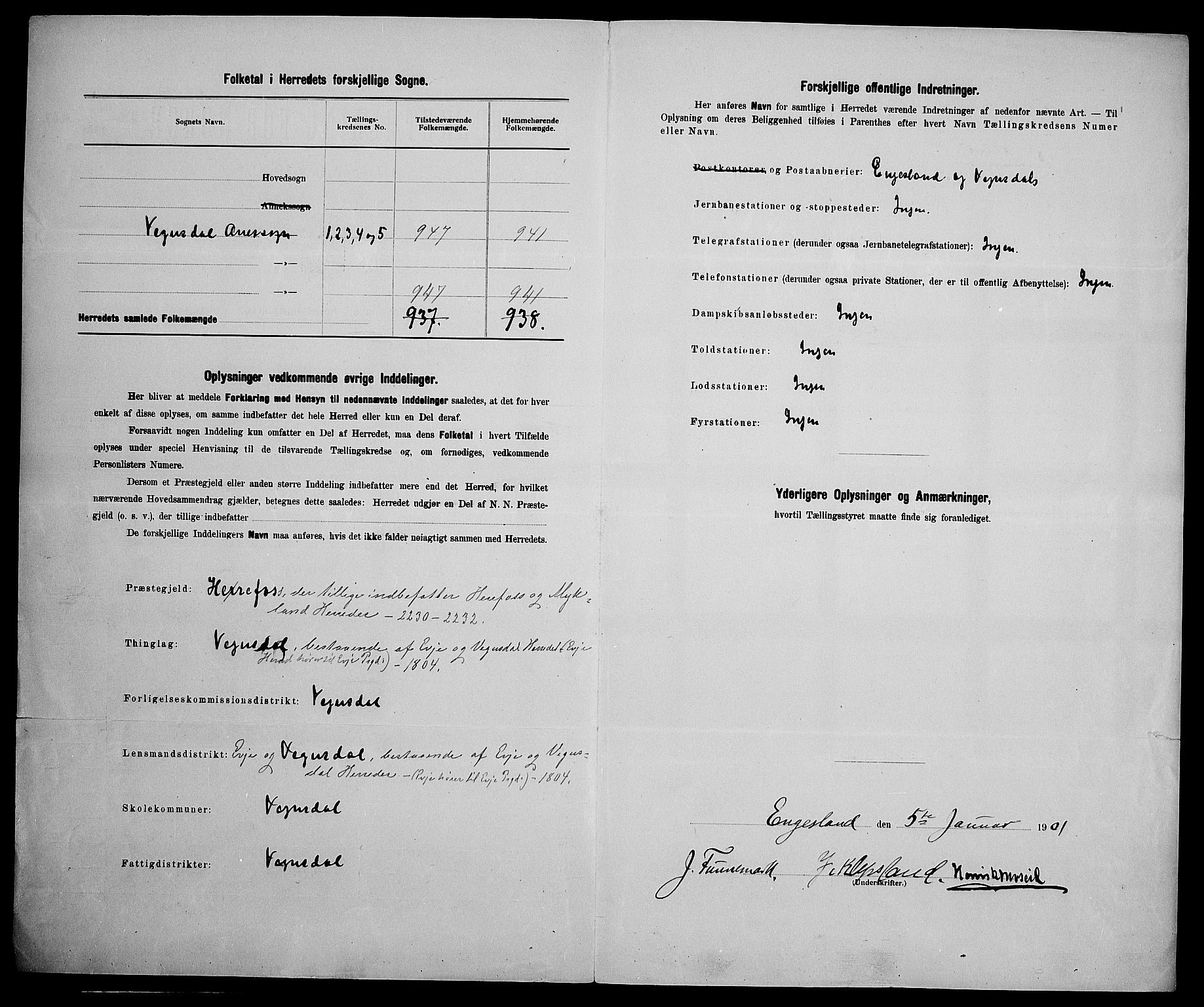 SAK, 1900 census for Vegusdal, 1900, p. 3