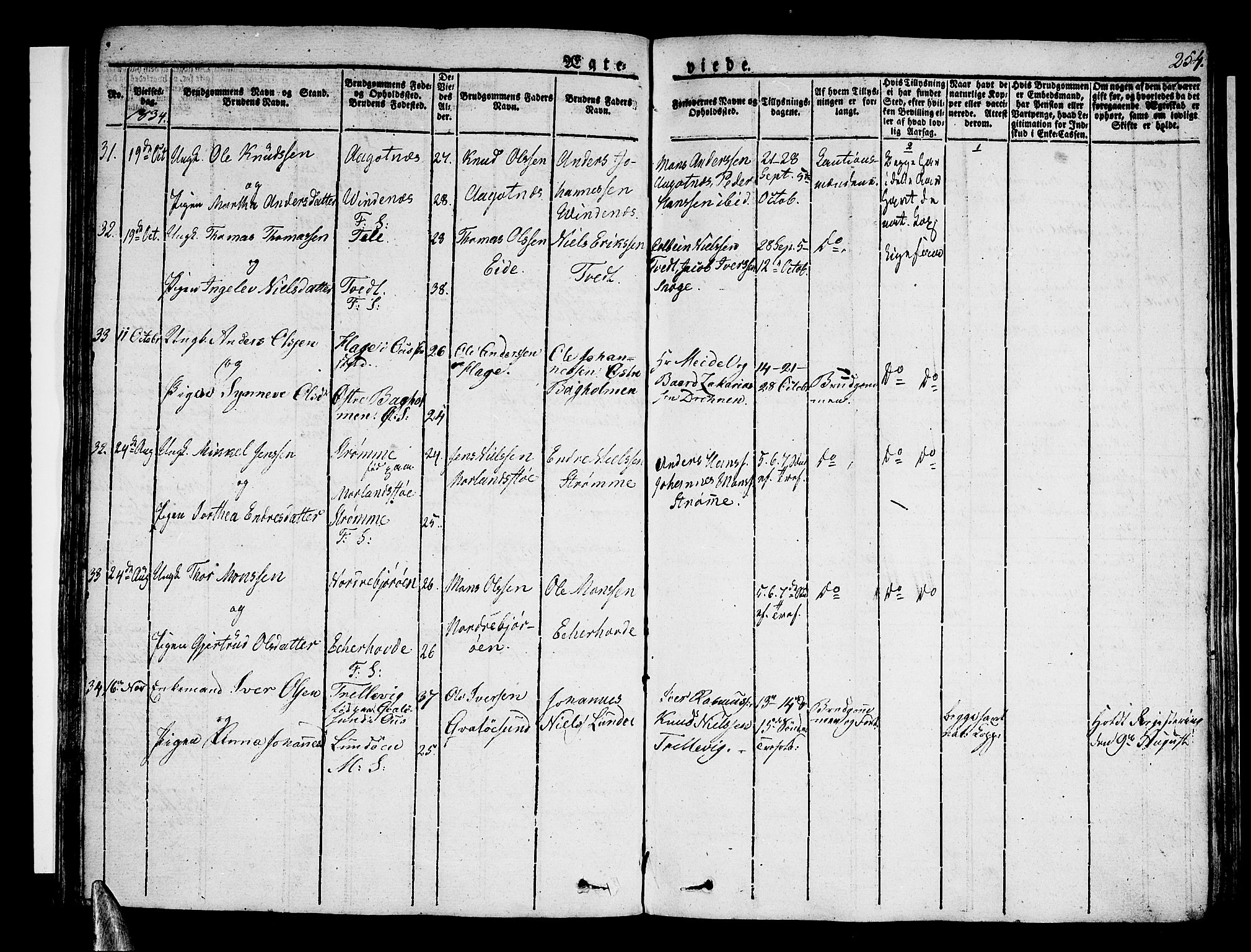 Sund sokneprestembete, AV/SAB-A-99930: Parish register (official) no. A 12, 1825-1835, p. 254