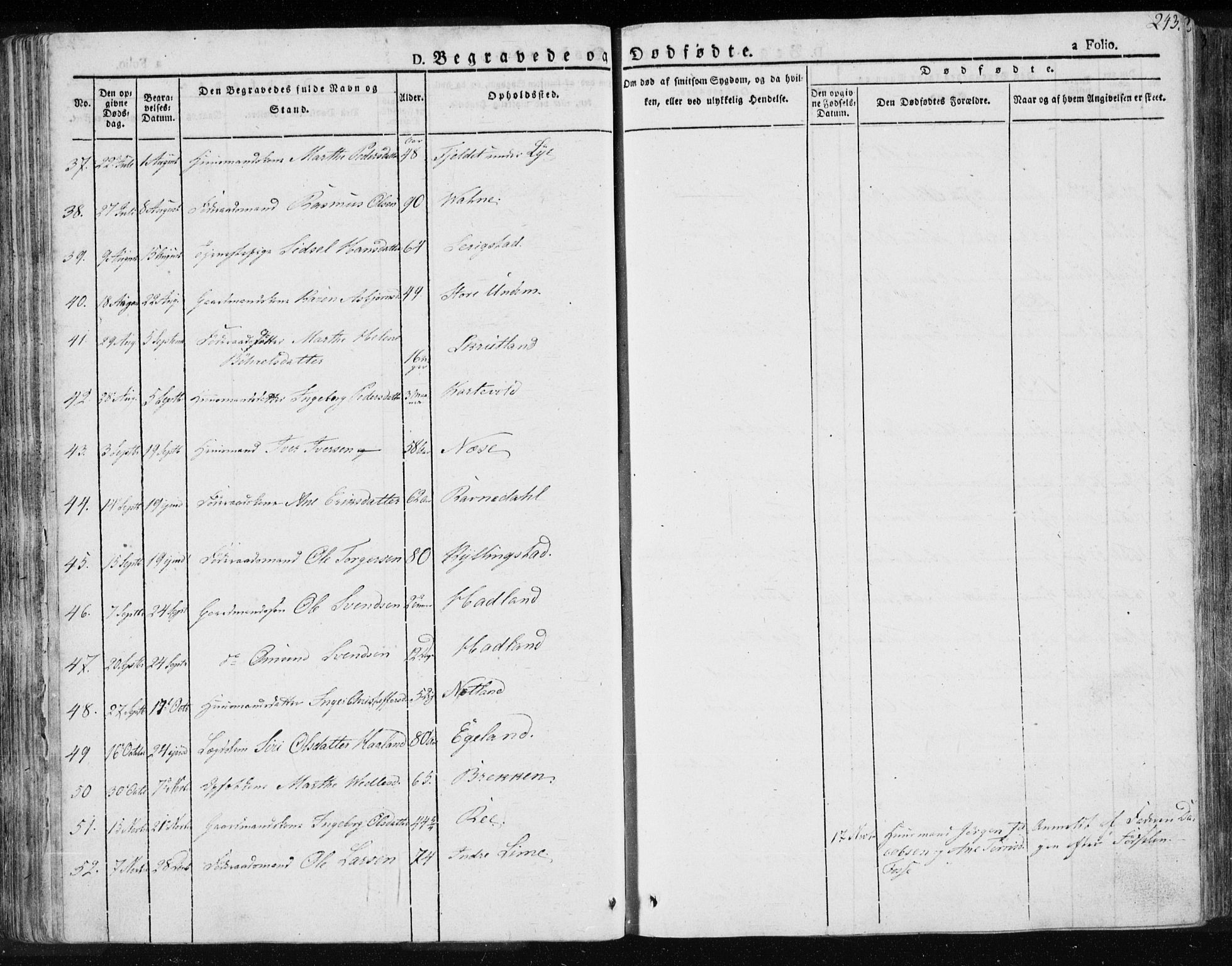 Lye sokneprestkontor, AV/SAST-A-101794/001/30BA/L0004: Parish register (official) no. A 4, 1826-1841, p. 243