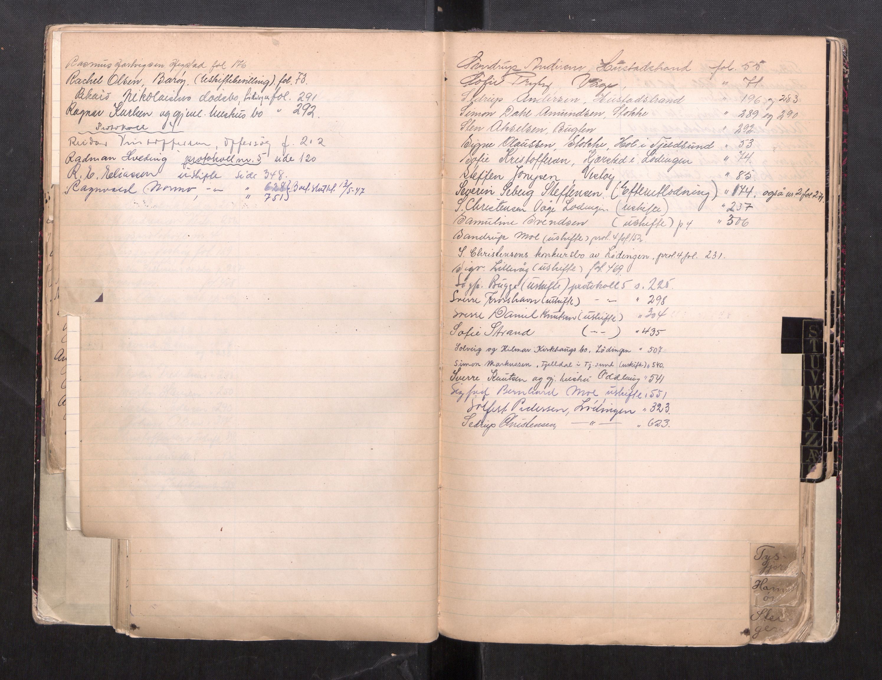 Steigen og Ofoten sorenskriveri, AV/SAT-A-0030/1/3/3C/L0002: Register til skifteslutningsprotokoll, 1917-1947