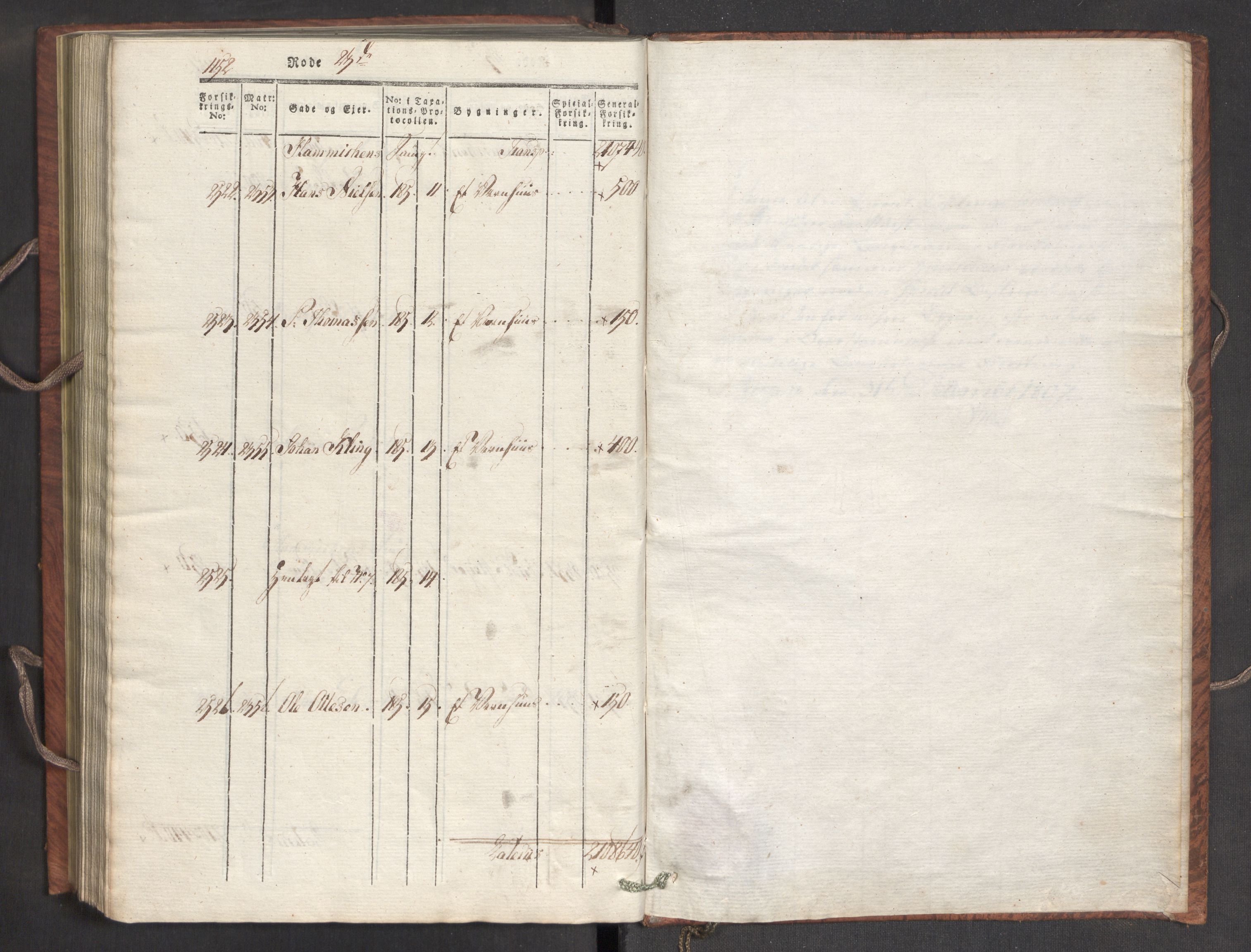 Kommersekollegiet, Brannforsikringskontoret 1767-1814, RA/EA-5458/F/Fa/L0007/0002: Bergen / Branntakstprotokoll, 1807-1817, p. 1152