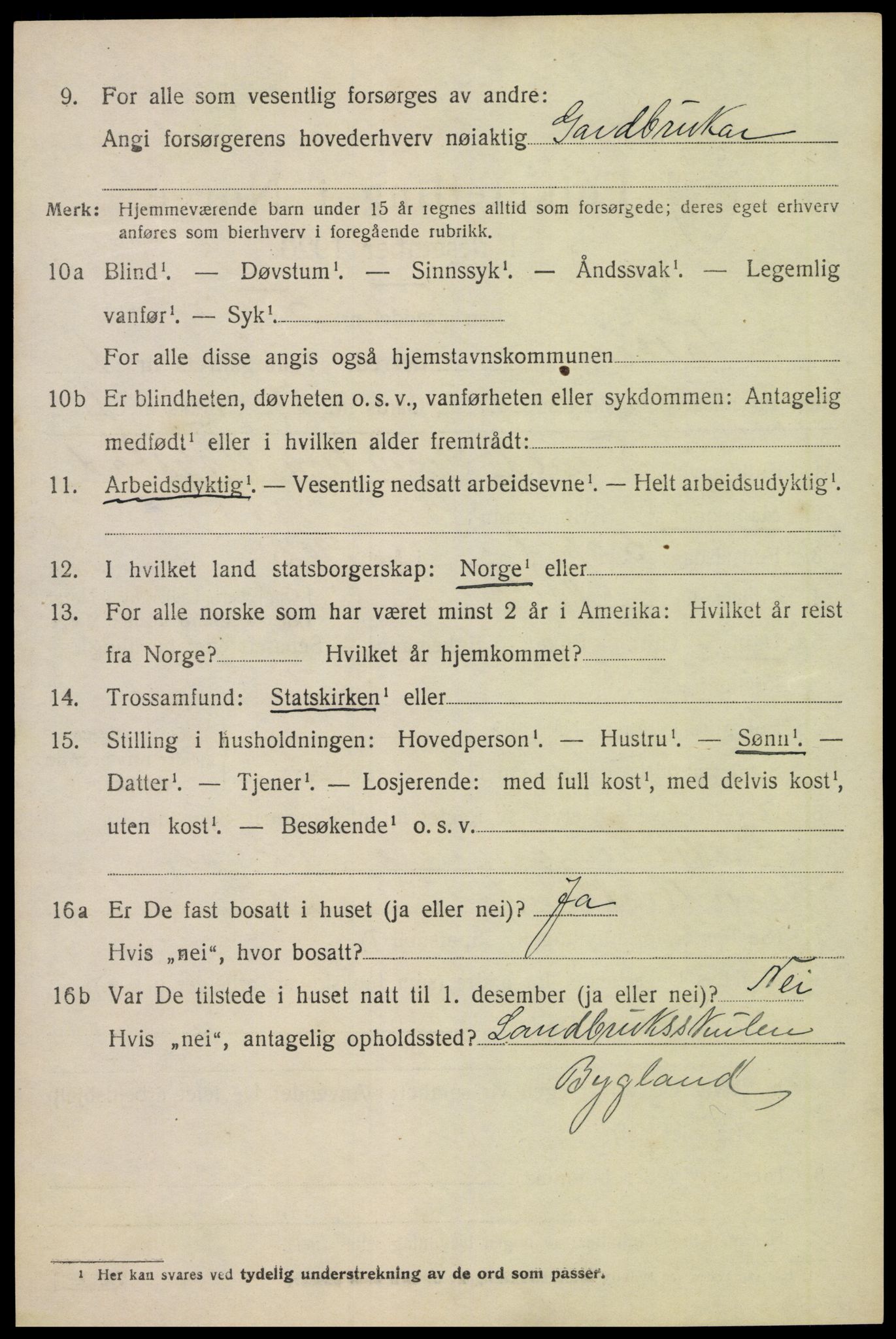 SAK, 1920 census for Valle, 1920, p. 446