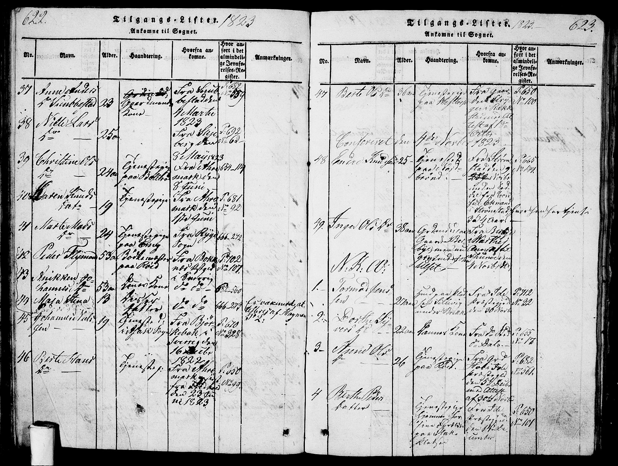 Berg prestekontor Kirkebøker, AV/SAO-A-10902/G/Ga/L0001: Parish register (copy) no. I 1, 1815-1832, p. 622-623