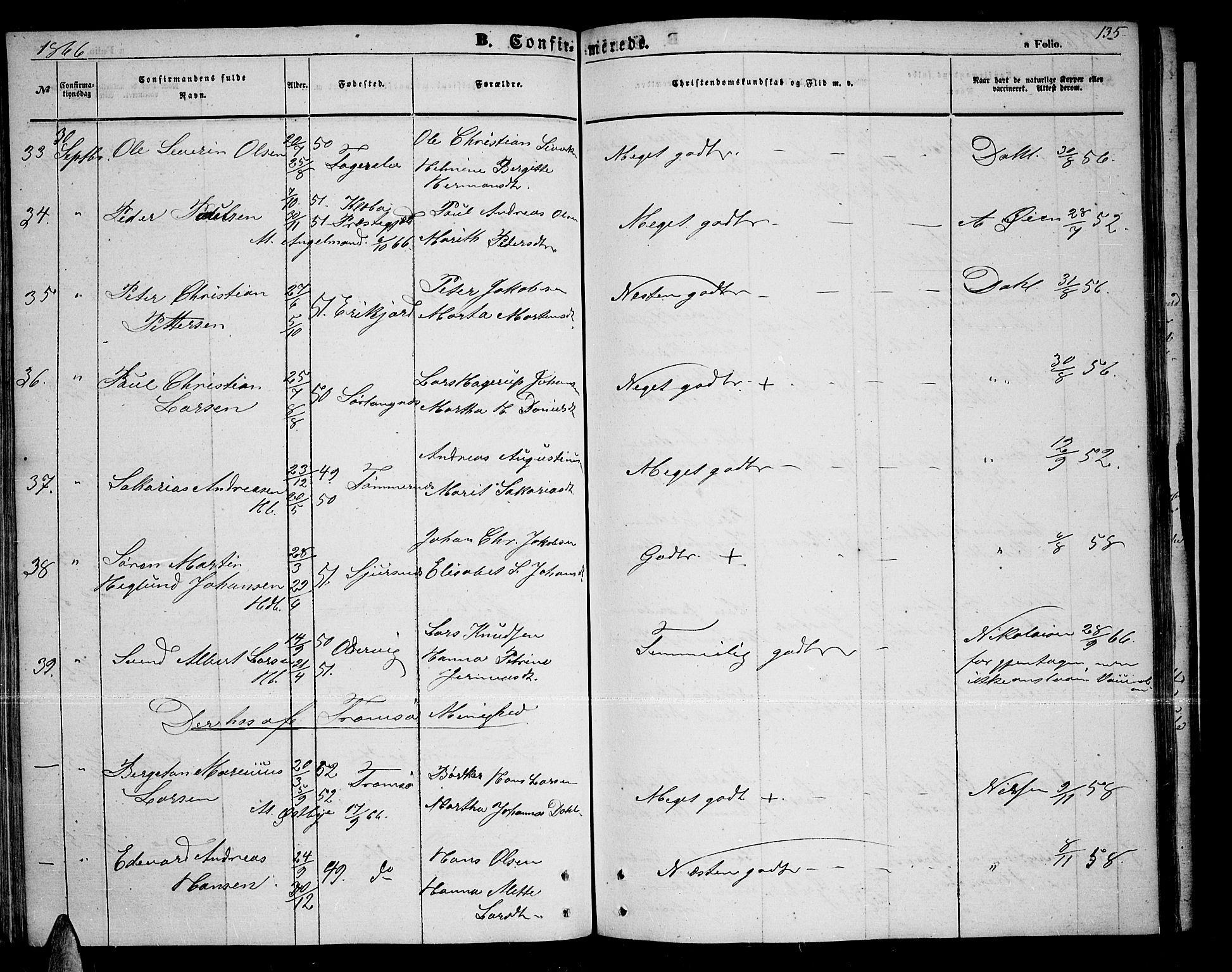 Tromsøysund sokneprestkontor, AV/SATØ-S-1304/G/Gb/L0001klokker: Parish register (copy) no. 1, 1857-1869, p. 135