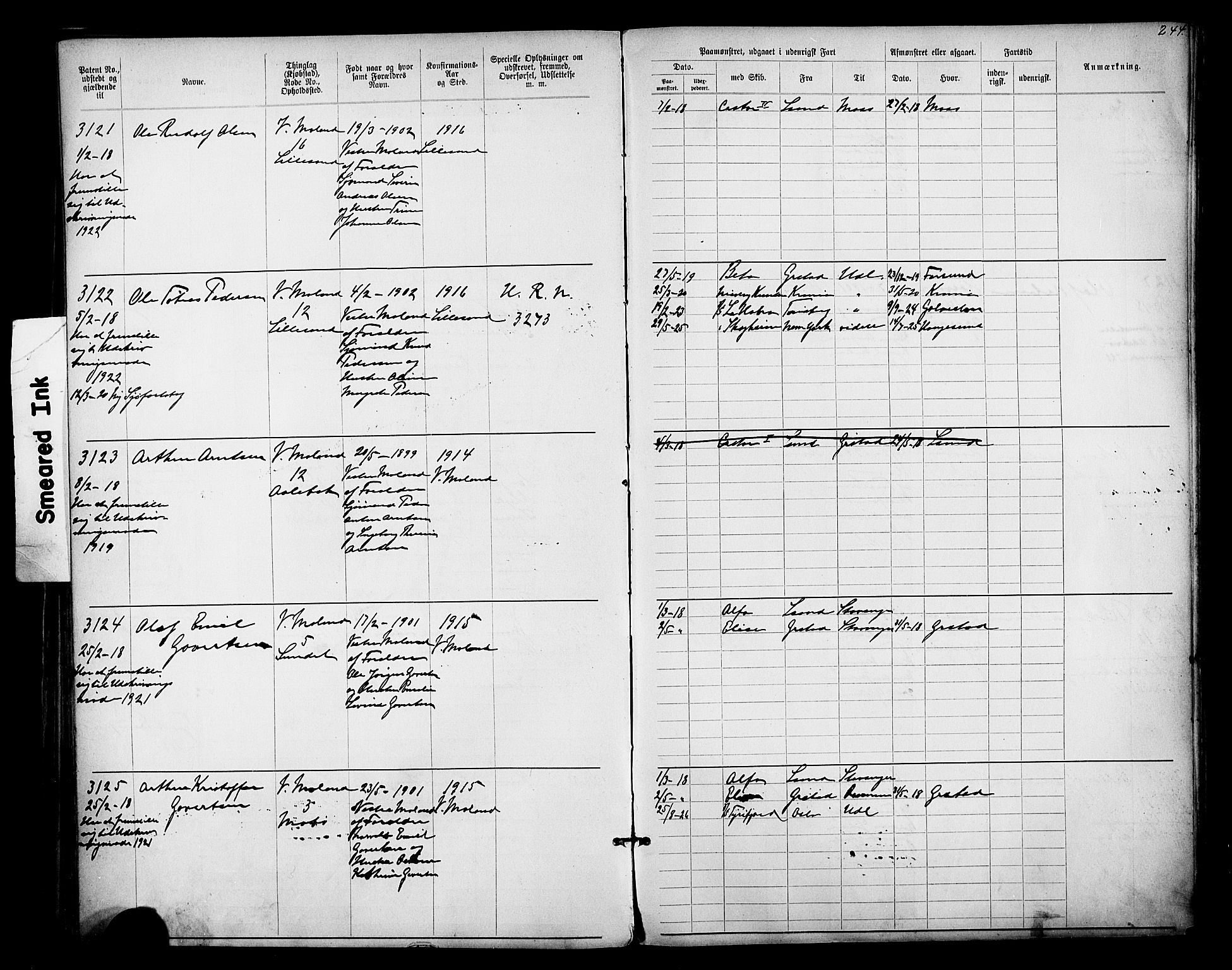 Lillesand mønstringskrets, AV/SAK-2031-0014/F/Fa/L0003: Annotasjonsrulle nr 1911-3489 med register, W-9, 1891-1932, p. 277