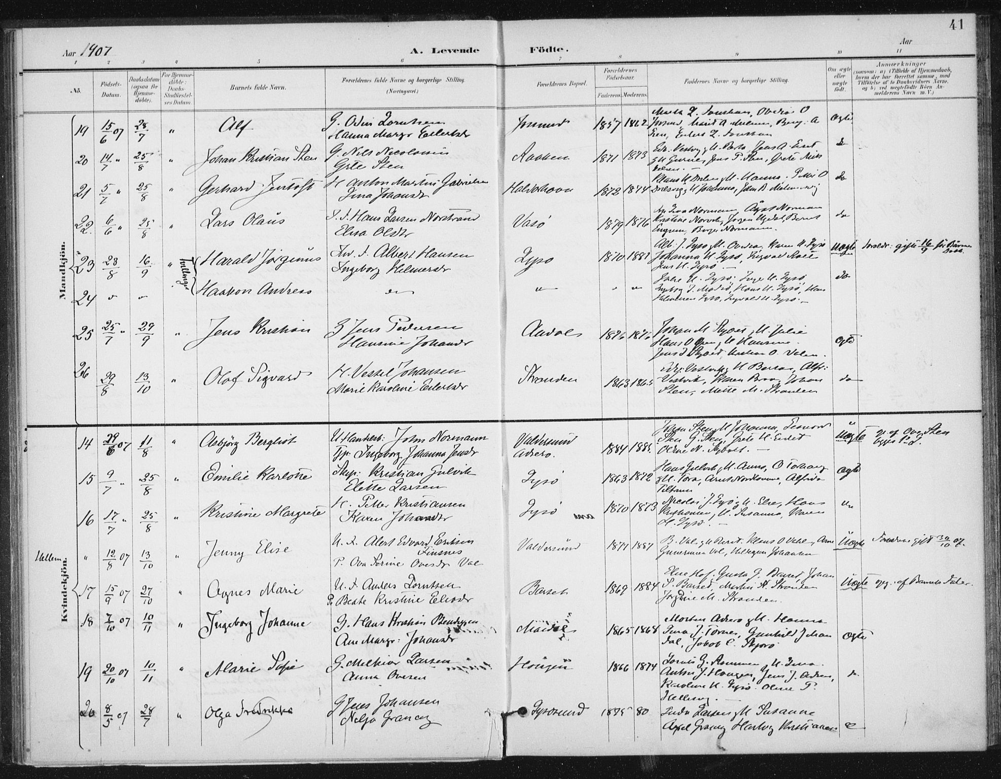 Ministerialprotokoller, klokkerbøker og fødselsregistre - Sør-Trøndelag, AV/SAT-A-1456/654/L0664: Parish register (official) no. 654A02, 1895-1907, p. 41