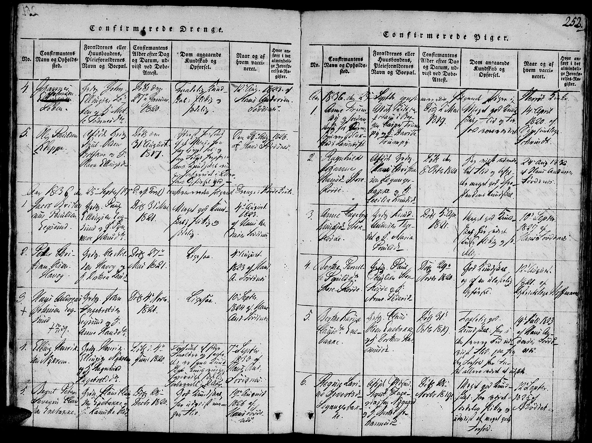 Ministerialprotokoller, klokkerbøker og fødselsregistre - Møre og Romsdal, SAT/A-1454/504/L0054: Parish register (official) no. 504A01, 1816-1861, p. 252