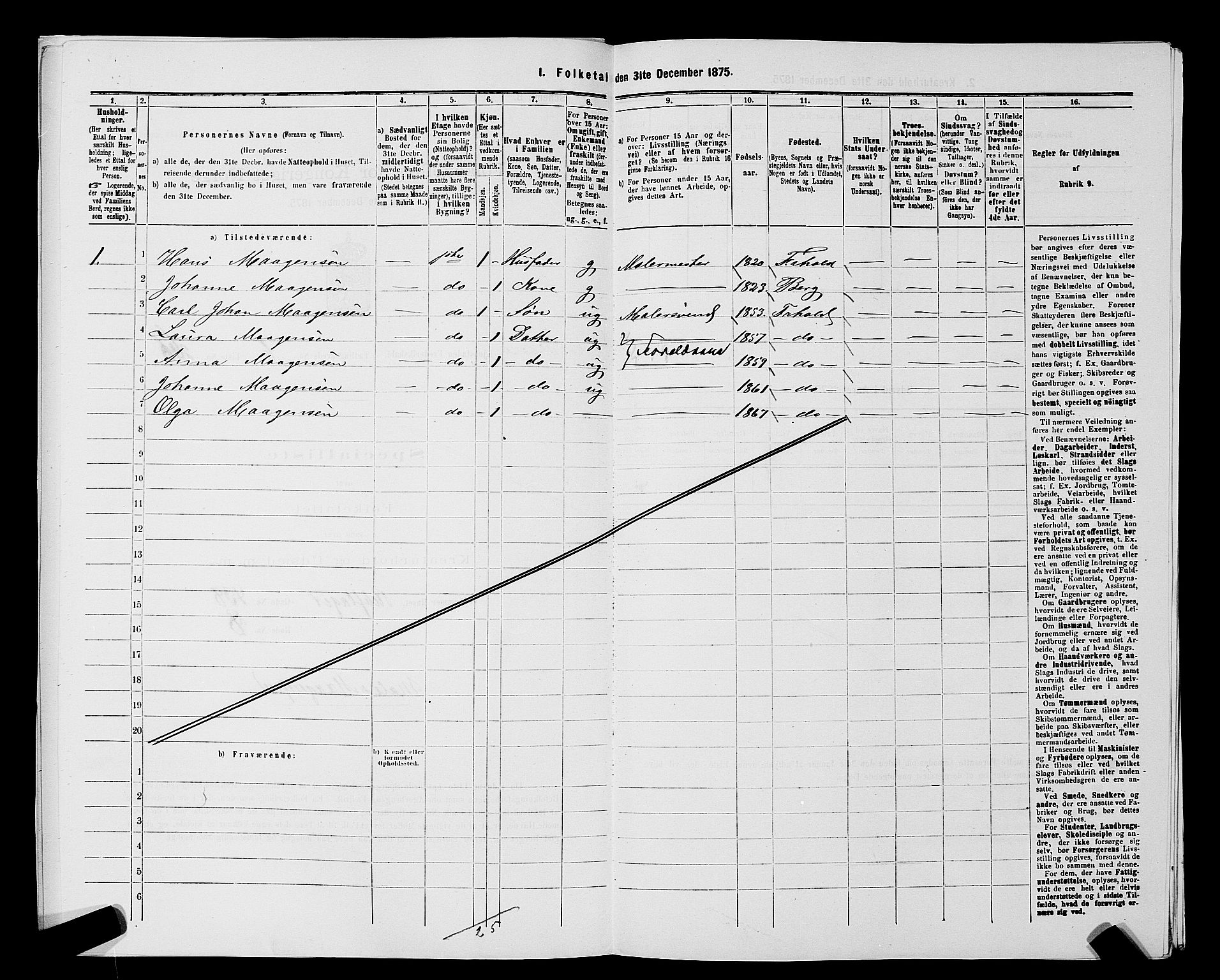 RA, 1875 census for 0101P Fredrikshald, 1875, p. 813