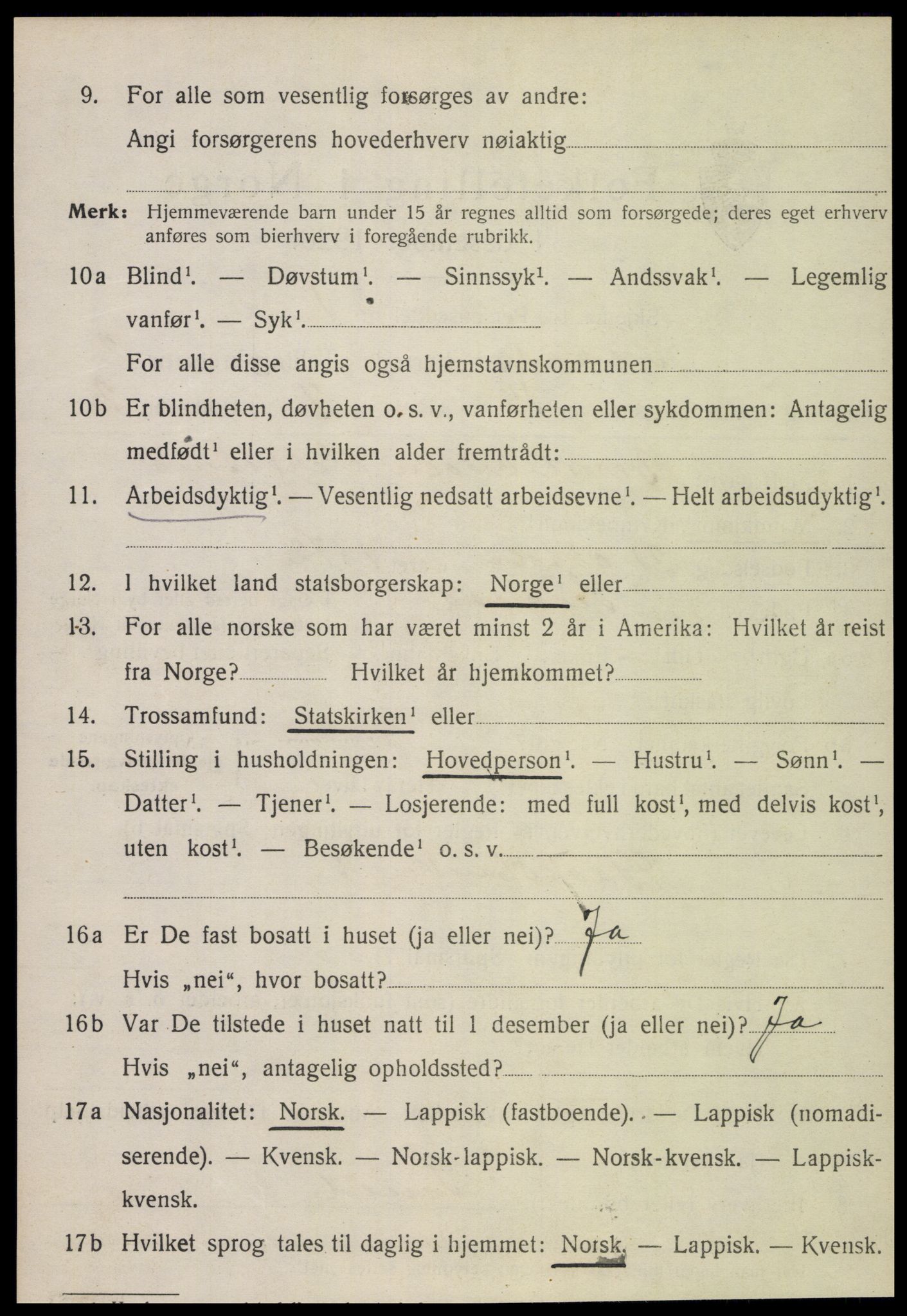 SAT, 1920 census for Snåsa, 1920, p. 1397