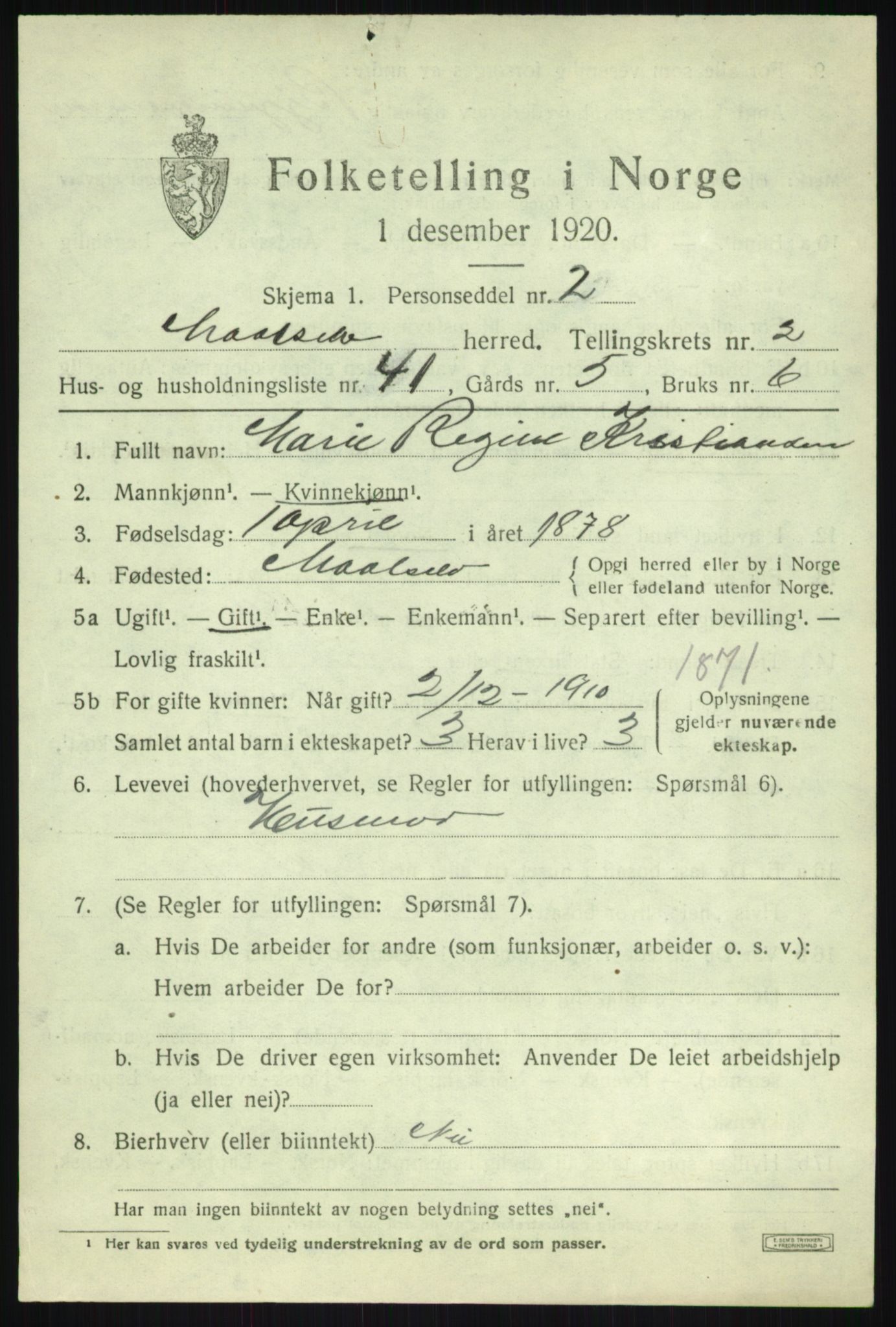 SATØ, 1920 census for Målselv, 1920, p. 2243