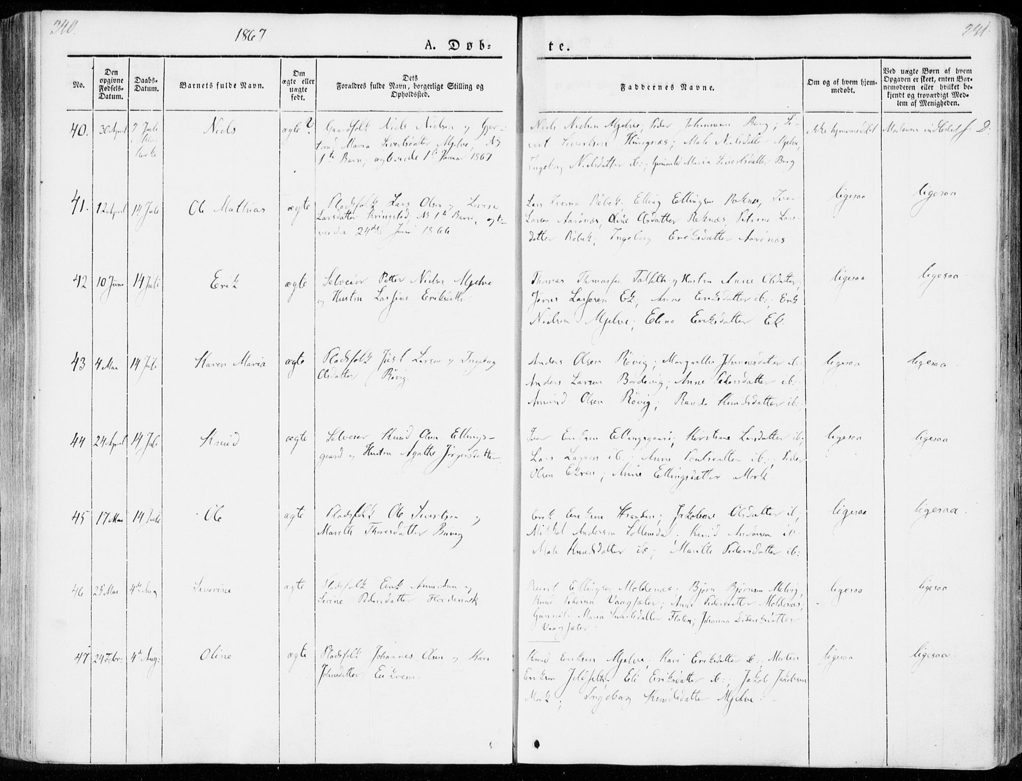 Ministerialprotokoller, klokkerbøker og fødselsregistre - Møre og Romsdal, AV/SAT-A-1454/555/L0653: Parish register (official) no. 555A04, 1843-1869, p. 240-241