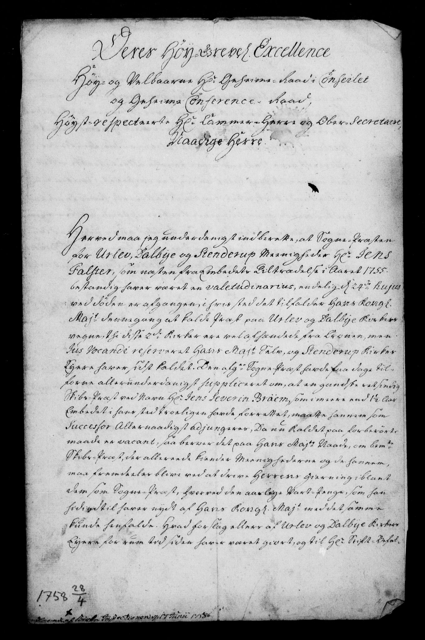 Generalkirkeinspektionskollegiet, DRA/A-0008/F4-08/F4-08-05: Indkomne sager, 1758