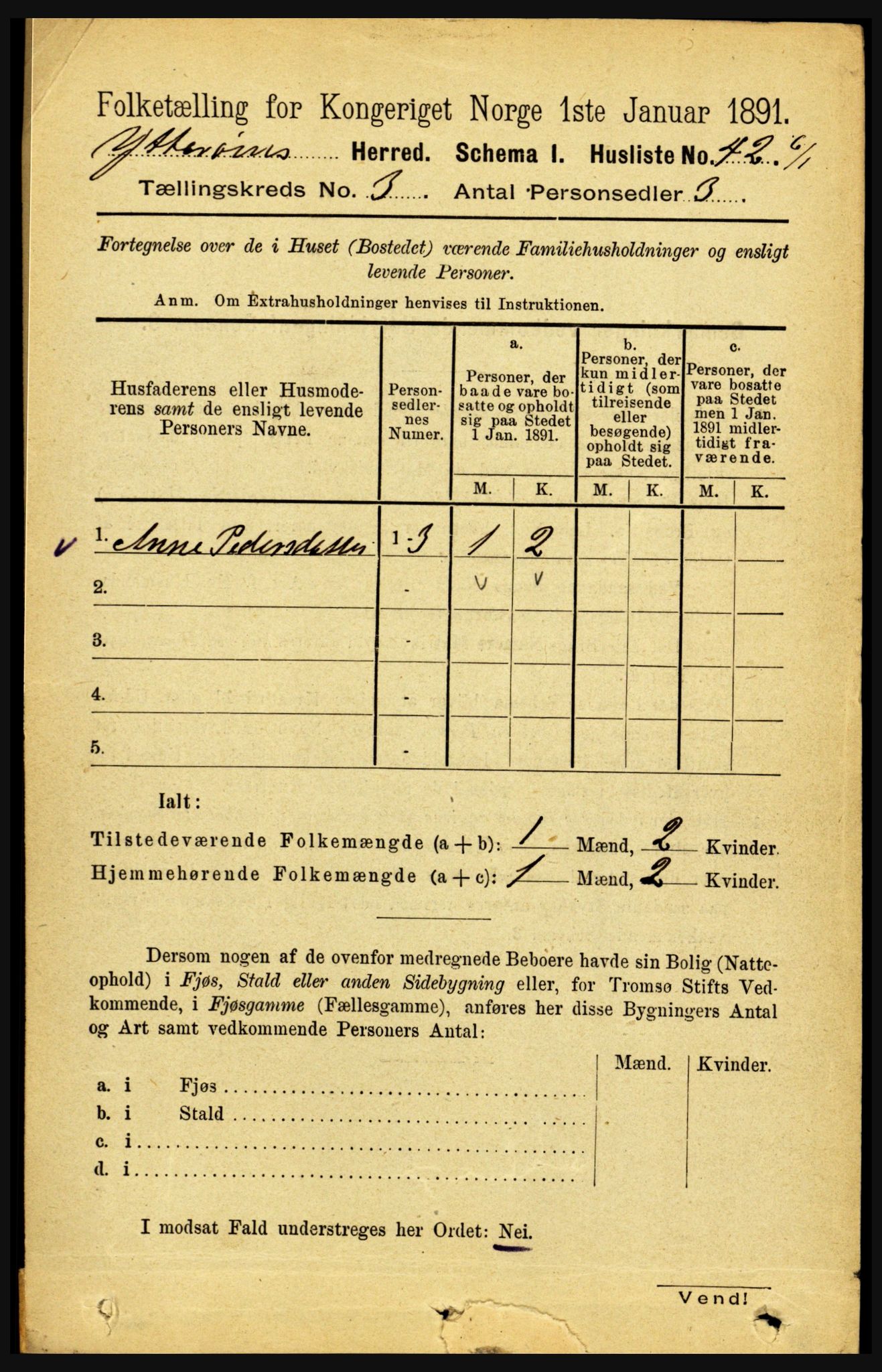 RA, 1891 census for 1722 Ytterøy, 1891, p. 1213