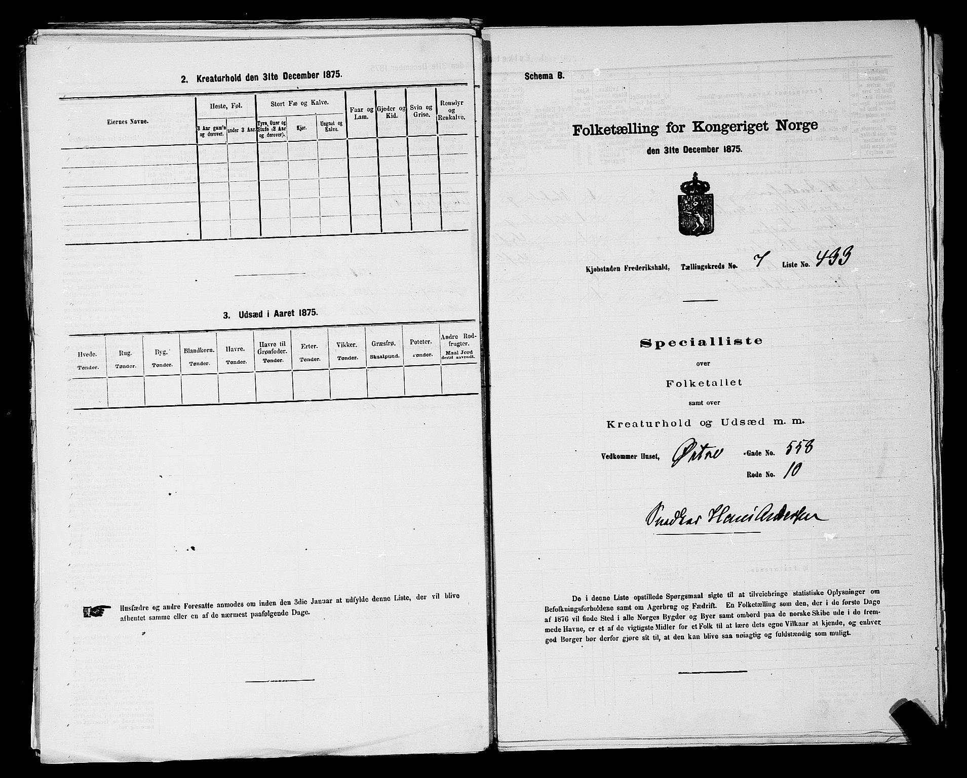 RA, 1875 census for 0101P Fredrikshald, 1875, p. 1095