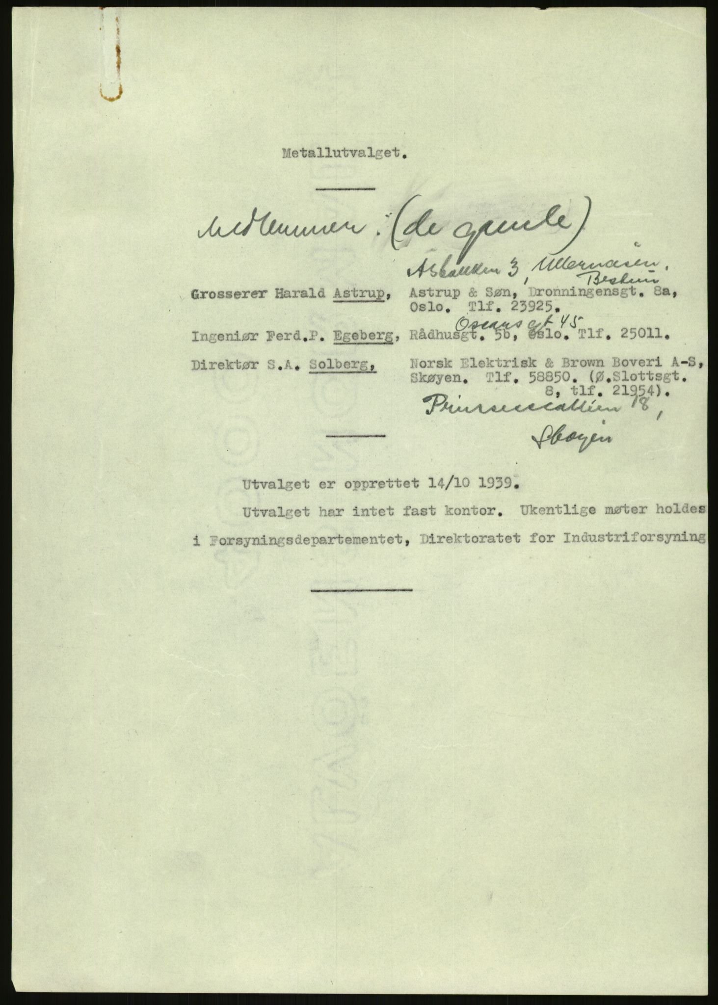 Direktoratet for industriforsyning, Sekretariatet, RA/S-4153/D/Df/L0054: 9. Metallkontoret, 1940-1945, p. 771