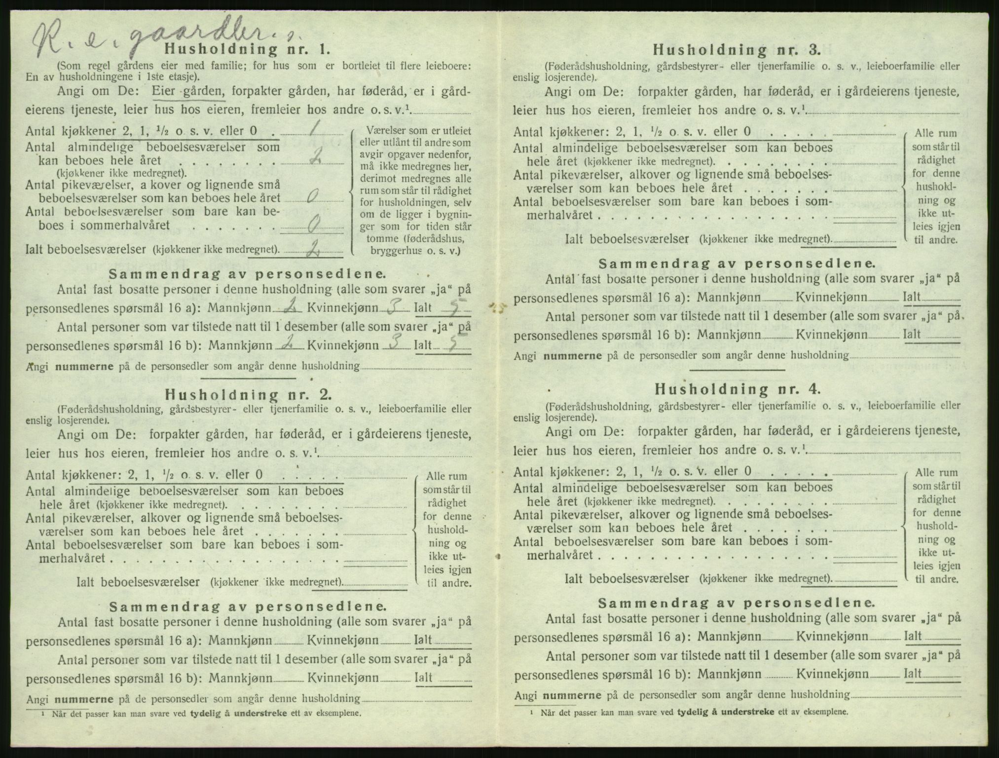 SAT, 1920 census for Vatne, 1920, p. 523