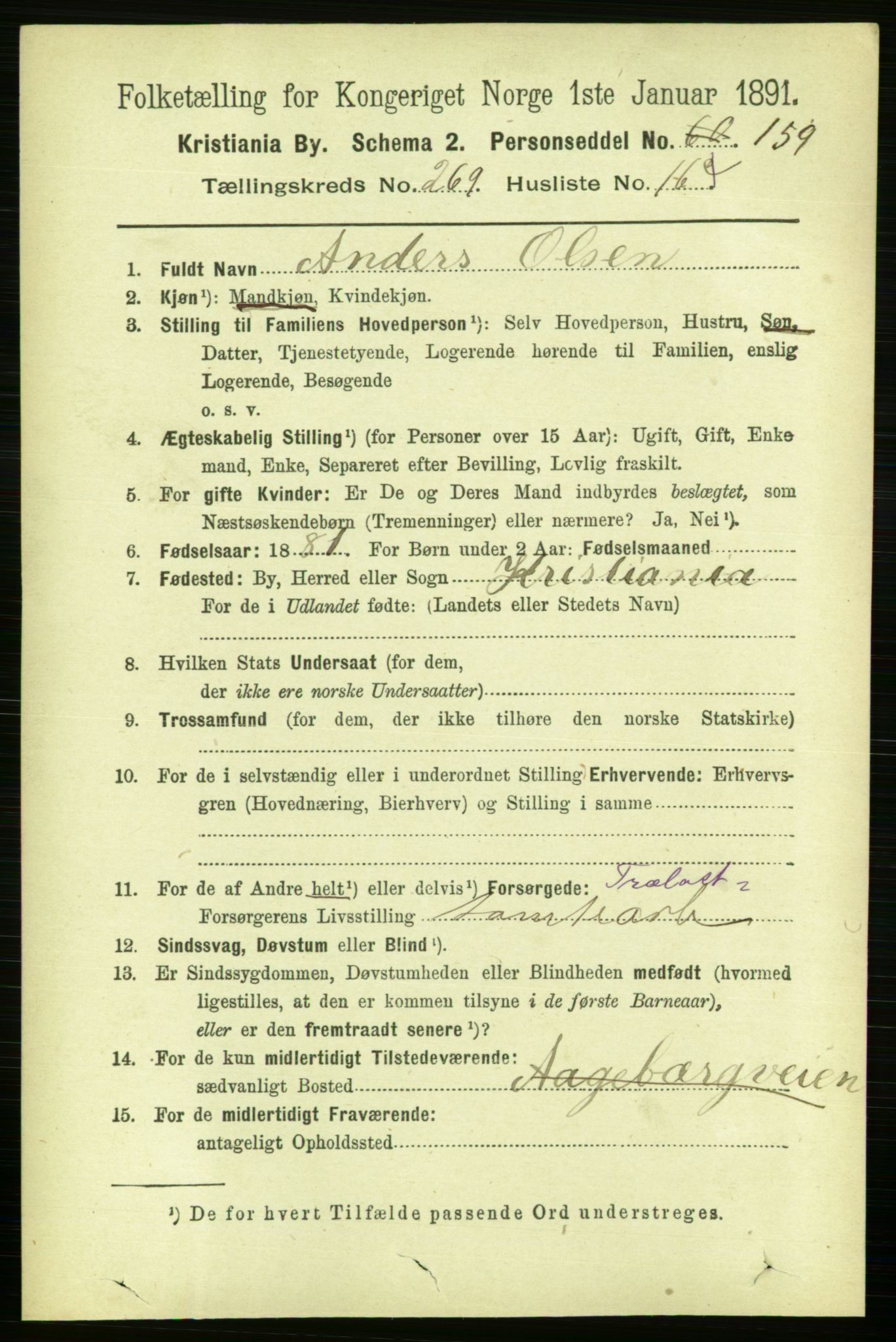 RA, 1891 census for 0301 Kristiania, 1891, p. 163512