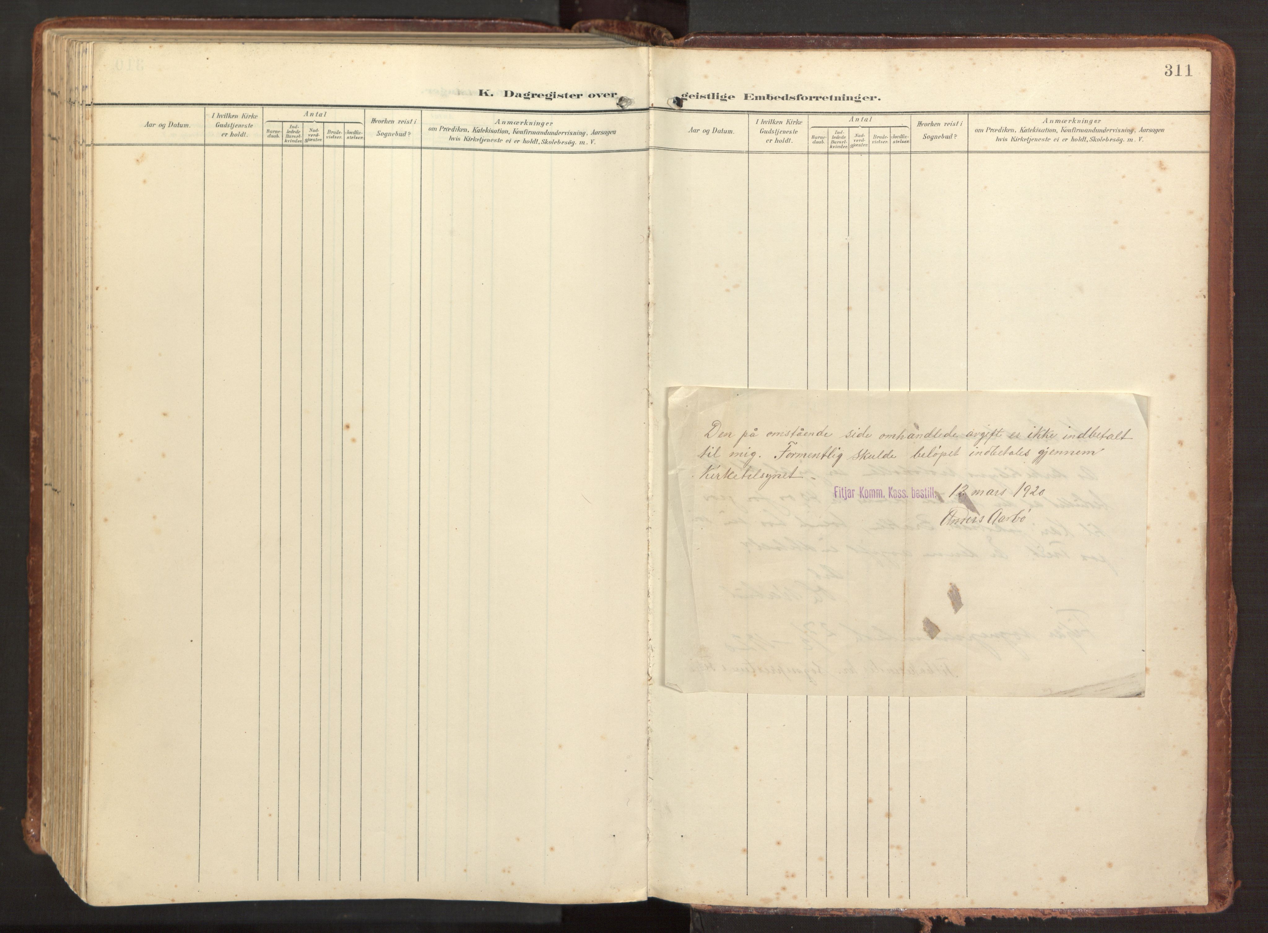 Fitjar sokneprestembete, AV/SAB-A-99926: Parish register (official) no. A 3, 1900-1918, p. 311