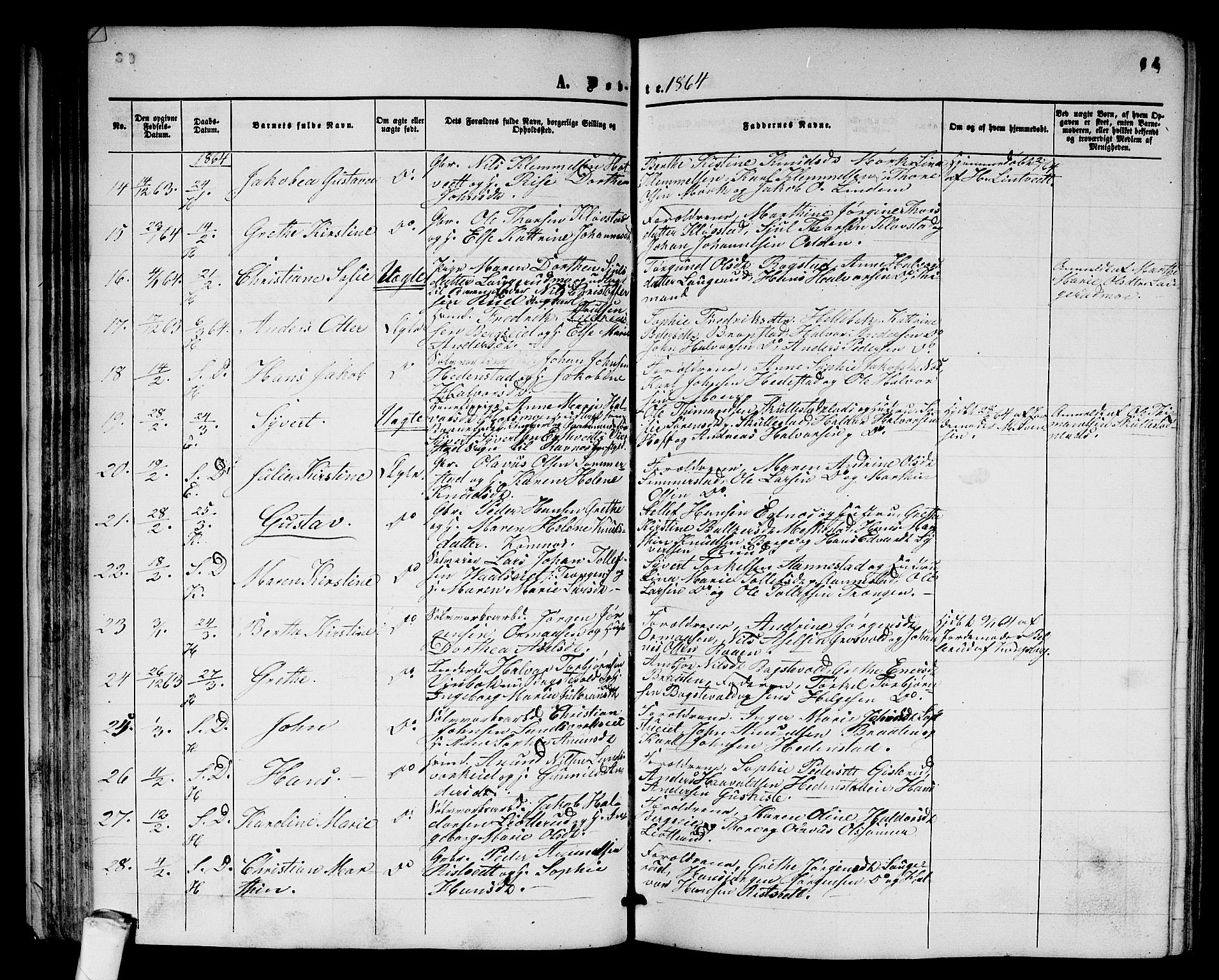 Sandsvær kirkebøker, AV/SAKO-A-244/G/Ga/L0005: Parish register (copy) no. I 5, 1857-1873, p. 64