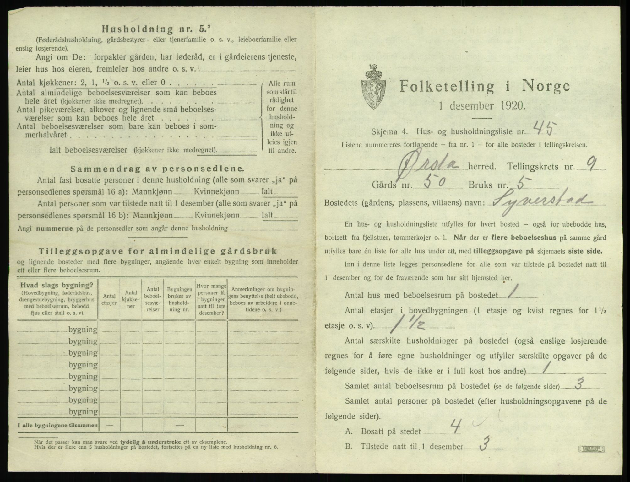 SAT, 1920 census for Ørsta, 1920, p. 924