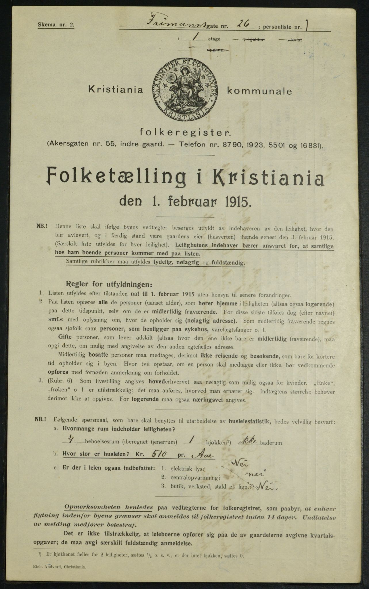 OBA, Municipal Census 1915 for Kristiania, 1915, p. 26721