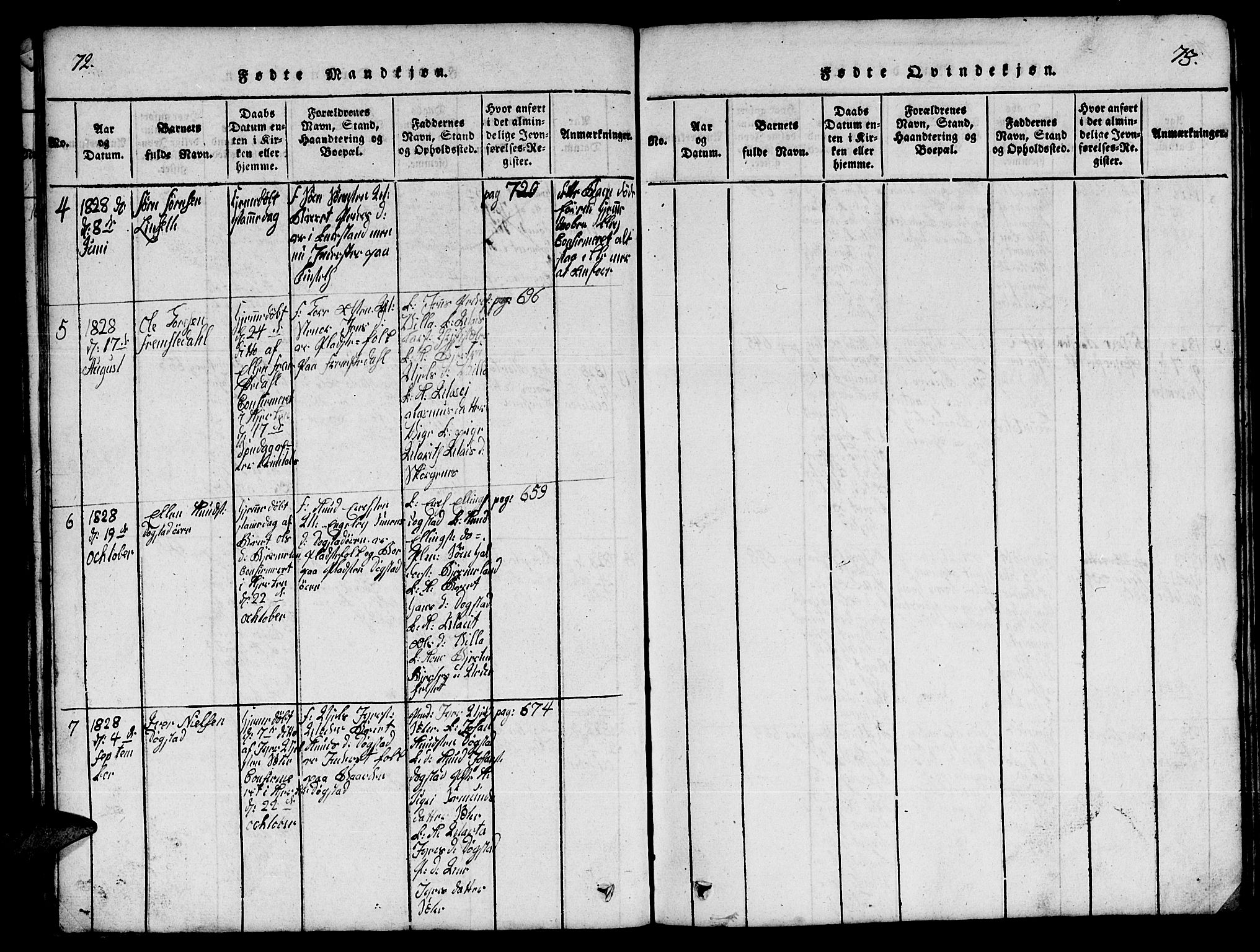 Ministerialprotokoller, klokkerbøker og fødselsregistre - Møre og Romsdal, AV/SAT-A-1454/541/L0546: Parish register (copy) no. 541C01, 1818-1856, p. 72-73