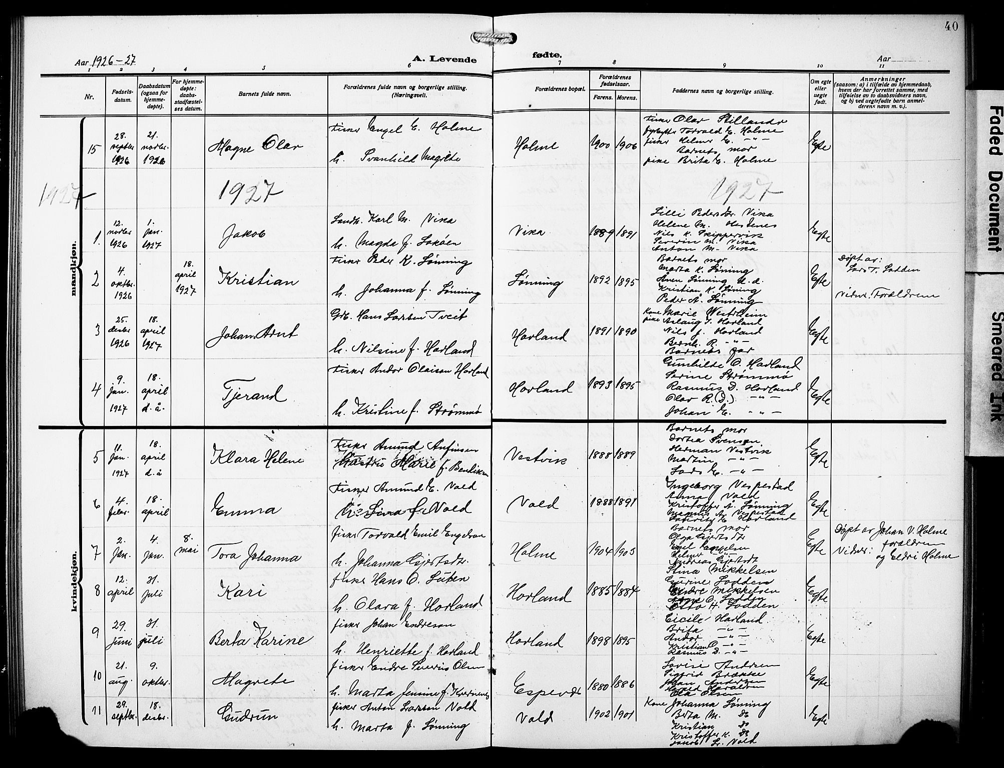 Finnås sokneprestembete, AV/SAB-A-99925/H/Ha/Hab/Habc/L0004: Parish register (copy) no. C 4, 1917-1931, p. 40