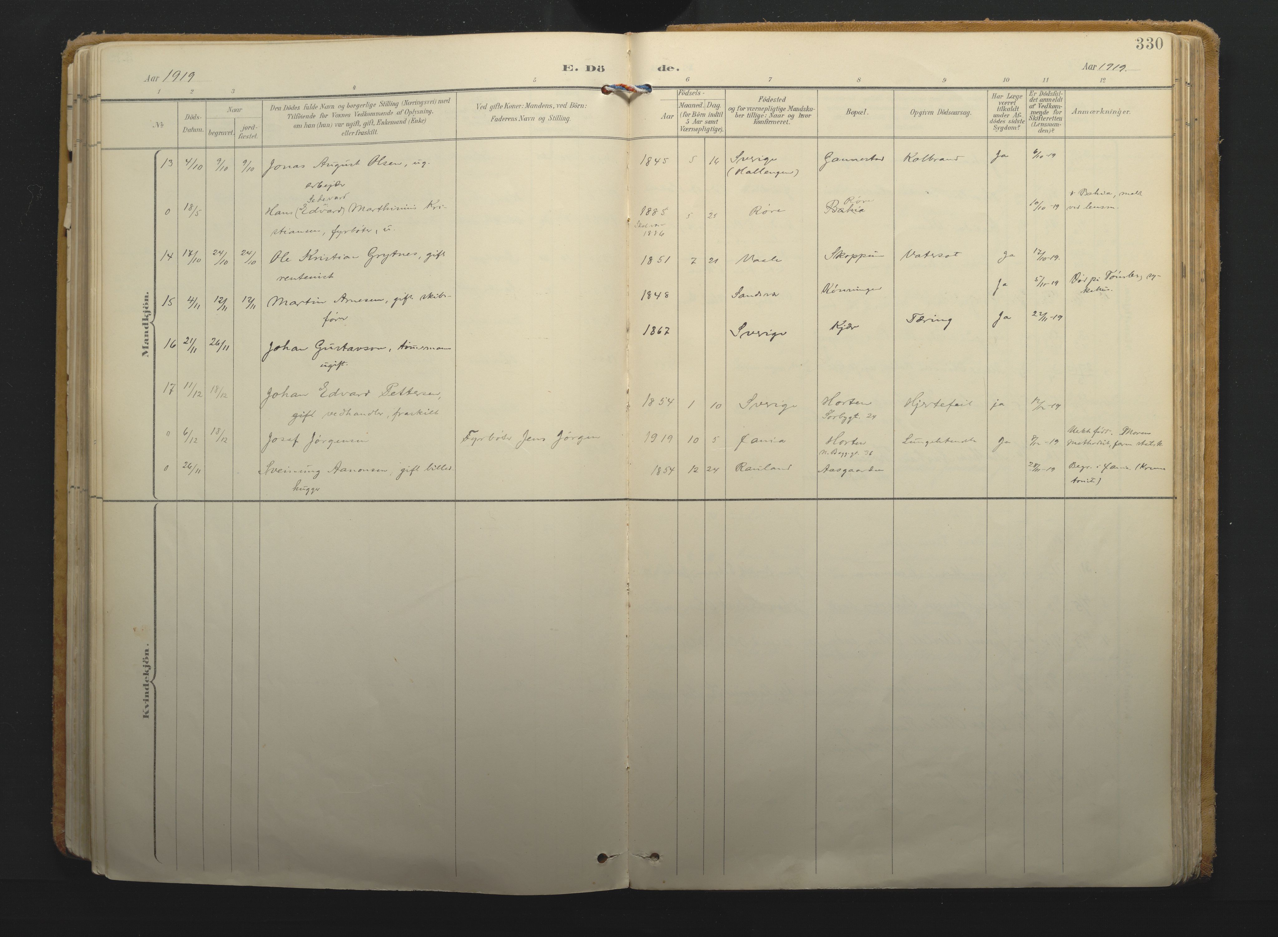 Borre kirkebøker, SAKO/A-338/F/Fa/L0011: Parish register (official) no. I 11, 1897-1921, p. 330