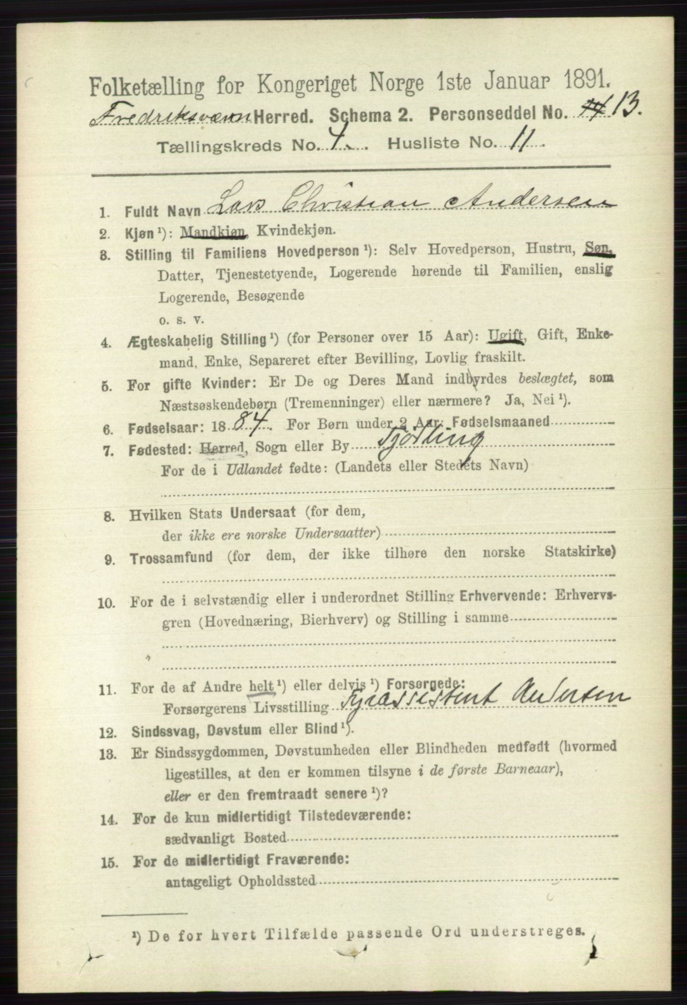 RA, 1891 census for 0798 Fredriksvern, 1891, p. 971