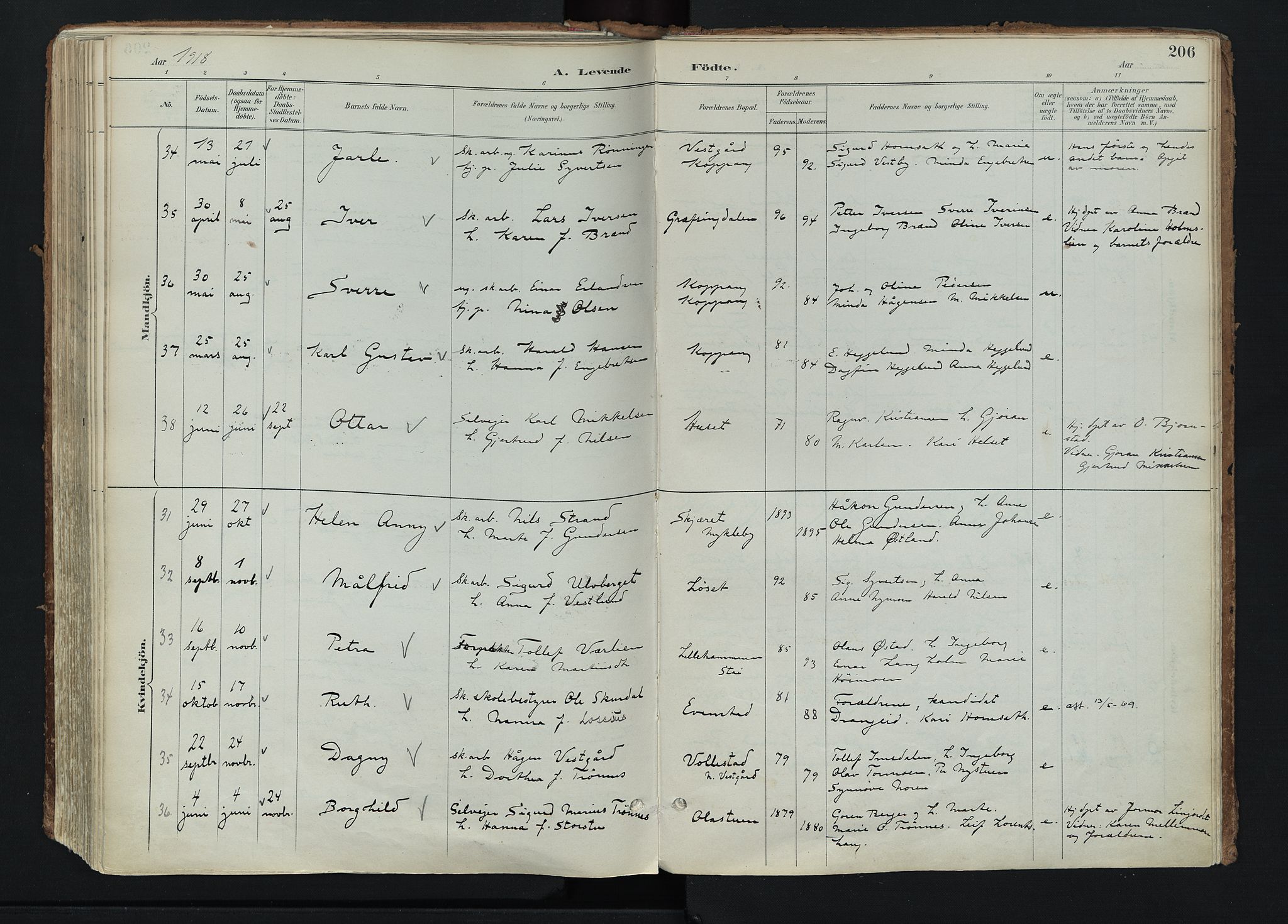 Stor-Elvdal prestekontor, AV/SAH-PREST-052/H/Ha/Haa/L0004: Parish register (official) no. 4, 1890-1922, p. 206