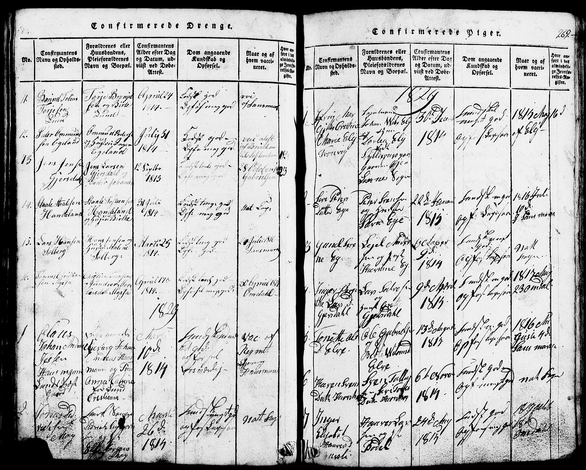 Lund sokneprestkontor, SAST/A-101809/S07/L0002: Parish register (copy) no. B 2, 1816-1832, p. 269