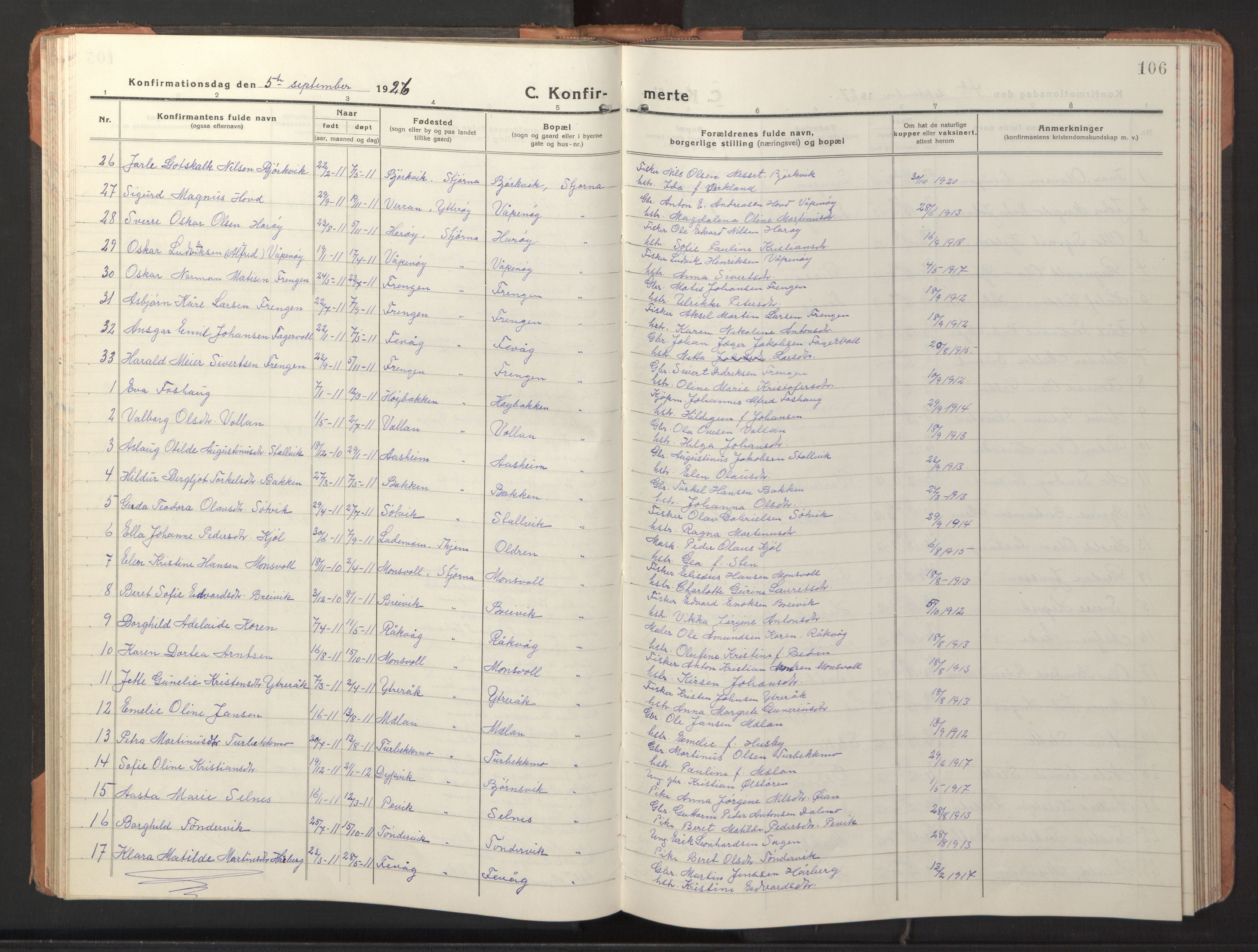 Ministerialprotokoller, klokkerbøker og fødselsregistre - Sør-Trøndelag, SAT/A-1456/653/L0658: Parish register (copy) no. 653C02, 1919-1947, p. 106