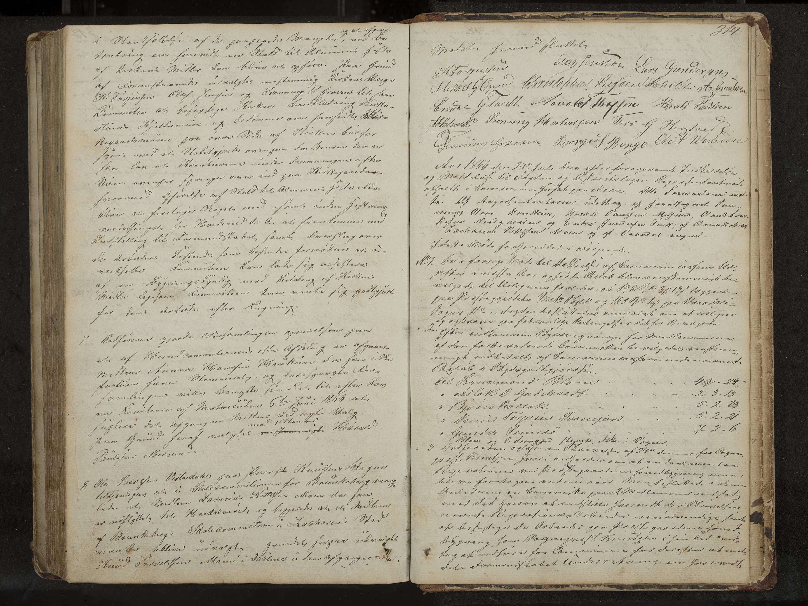 Kviteseid formannskap og sentraladministrasjon, IKAK/0829021/A/Aa/L0001: Møtebok med register, 1837-1866, p. 314