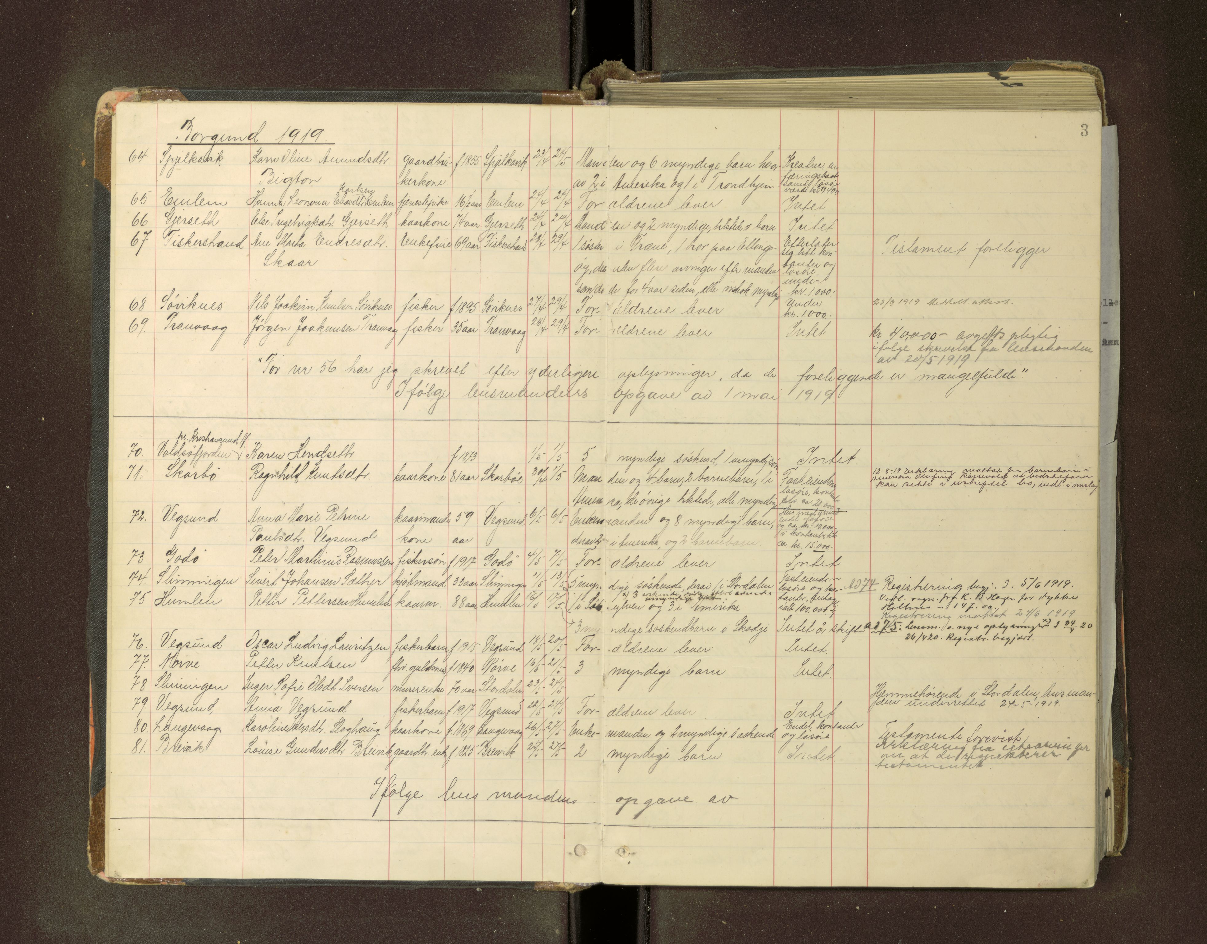 Nordre Sunnmøre sorenskriveri, AV/SAT-A-0006/1/3/3L/L0008: Dødsfallsprotokoll, 1919-1925, p. 3