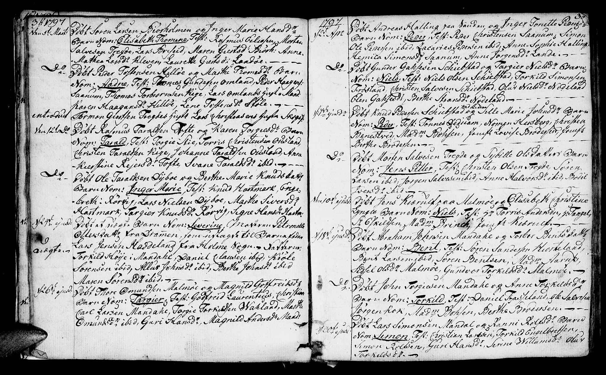 Mandal sokneprestkontor, SAK/1111-0030/F/Fa/Faa/L0008: Parish register (official) no. A 8, 1794-1817, p. 31-32