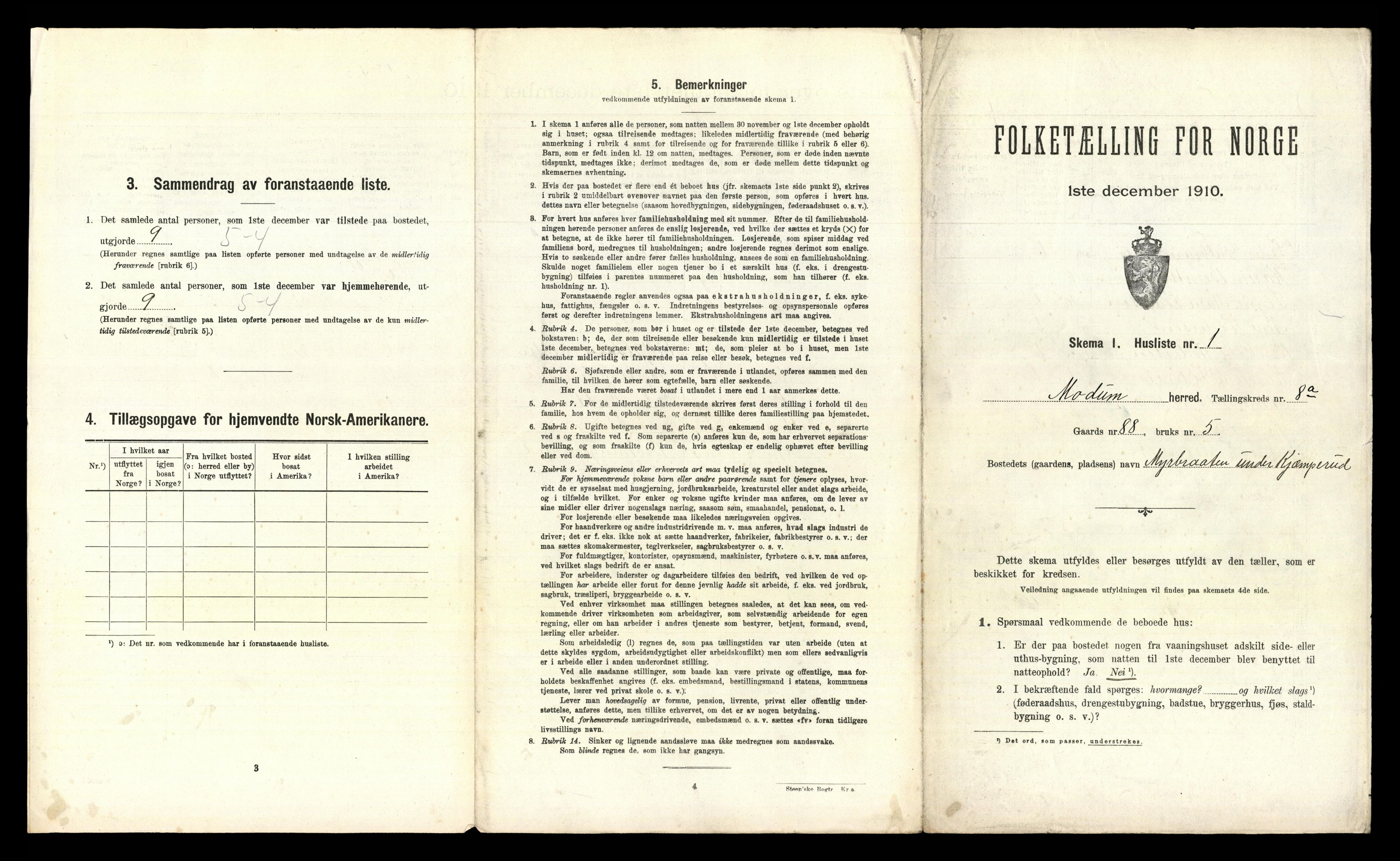 RA, 1910 census for Modum, 1910, p. 1168