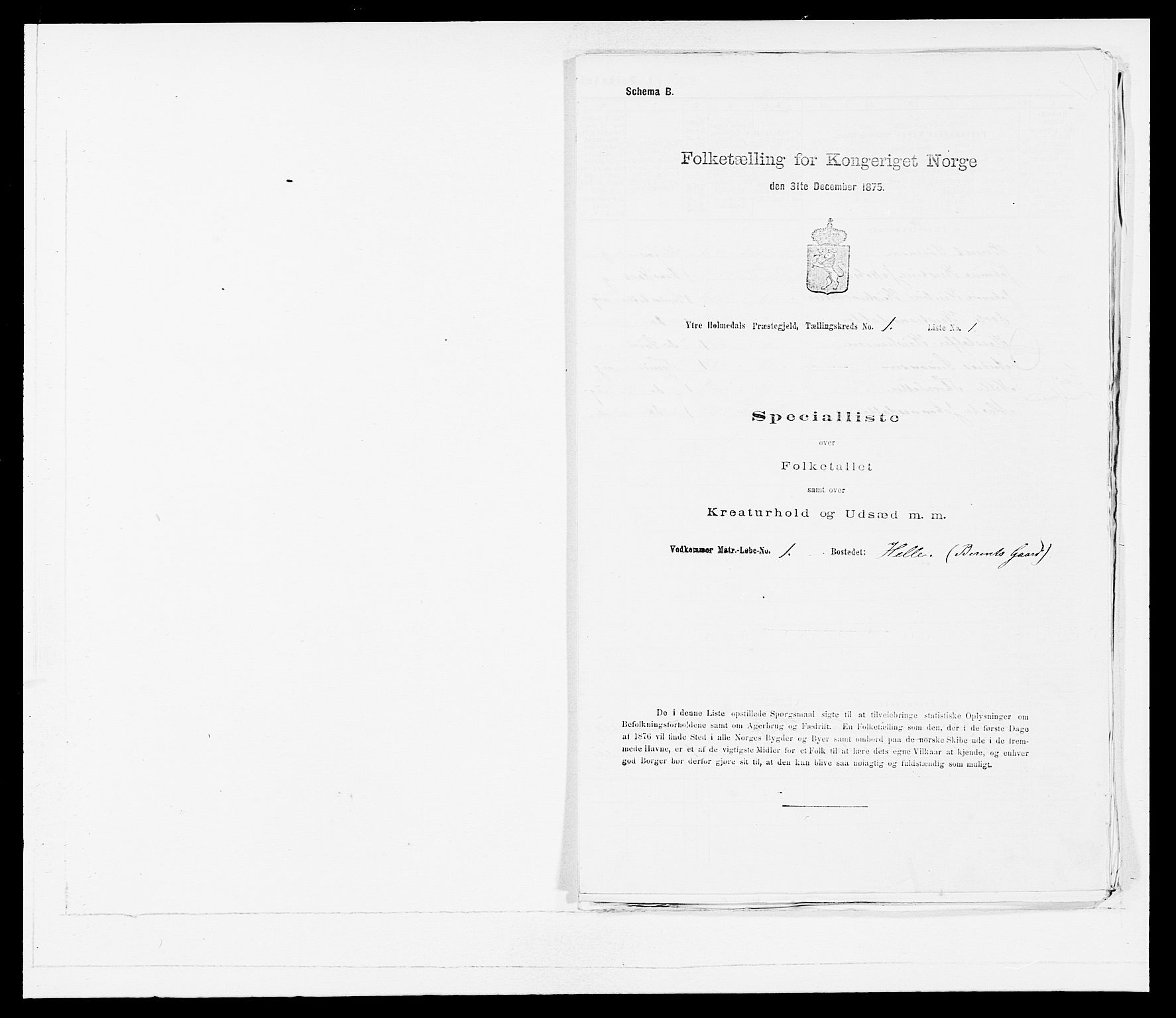 SAB, 1875 census for 1429P Ytre Holmedal, 1875, p. 49