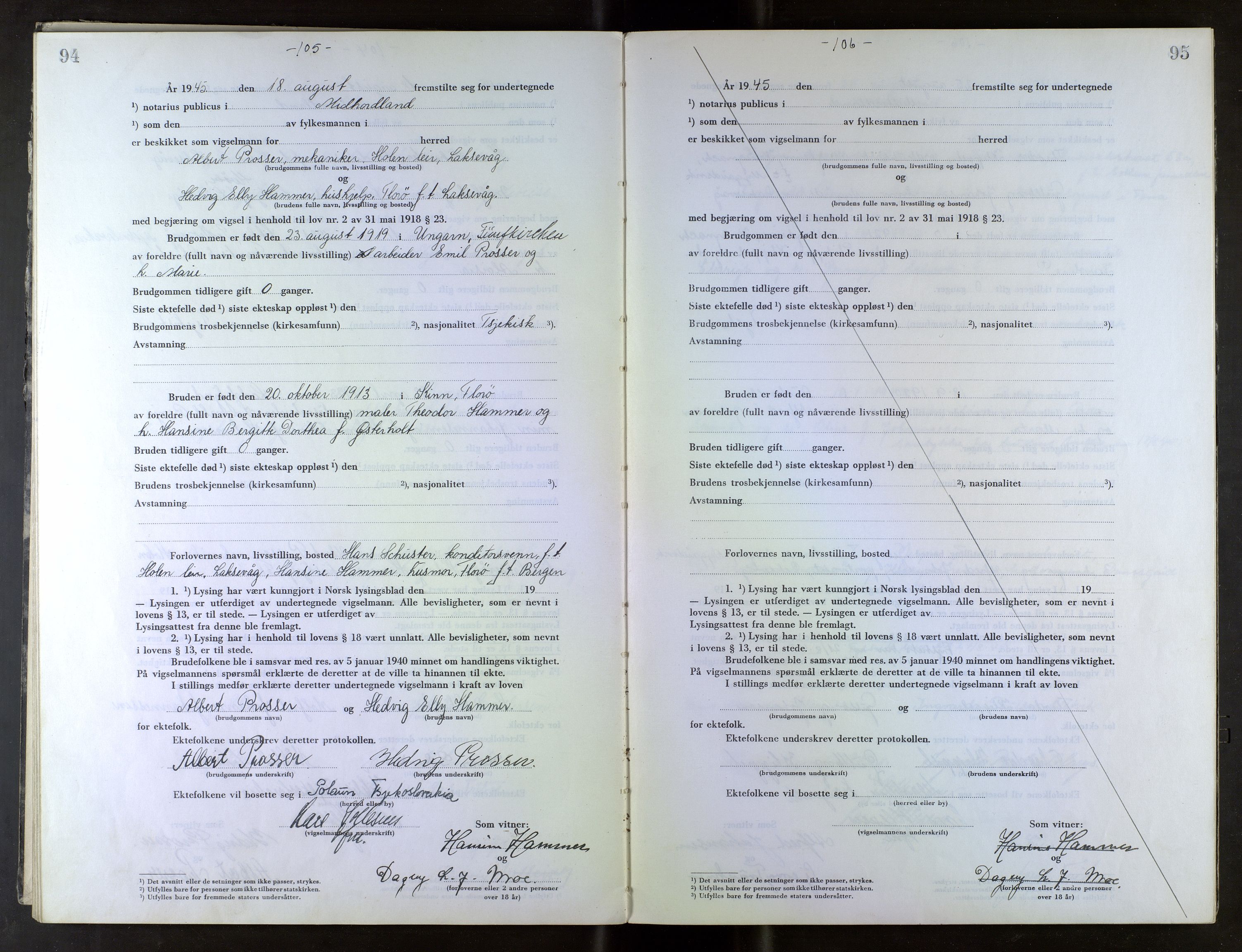 Midhordland sorenskriveri, AV/SAB-A-3001/1/M/Mc/Mca/L0007: Notarialbilag. Vigselbøker, 1945-1948, p. 94-95