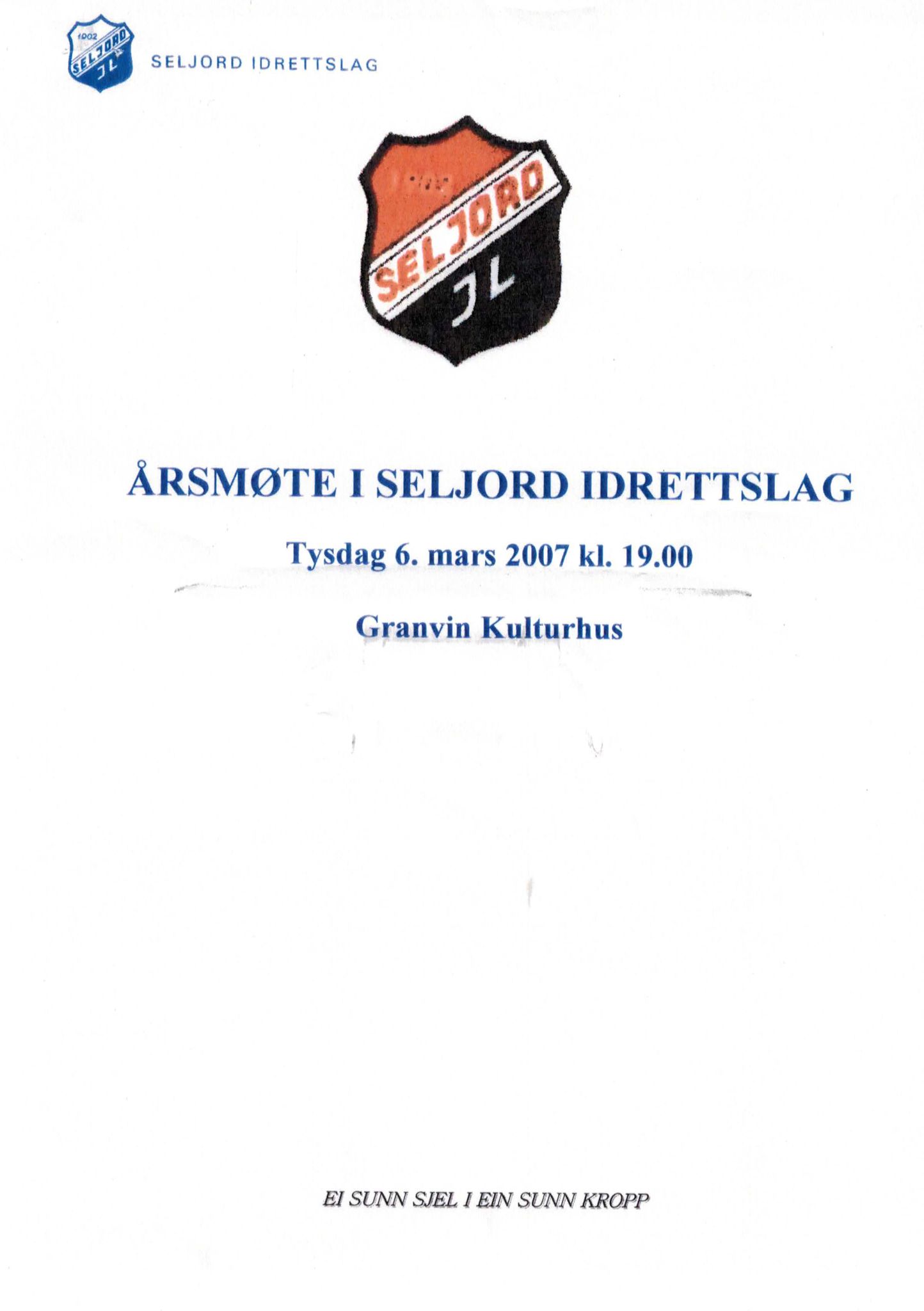 Seljord Idrettslag, VTM/A-1034/A/Ab/L0003: Årsmeldingar, 2006, p. 1