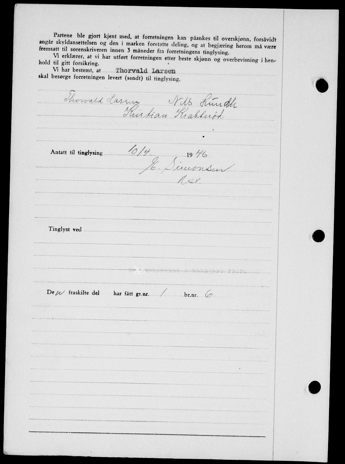 Onsøy sorenskriveri, SAO/A-10474/G/Ga/Gab/L0015: Mortgage book no. II A-15, 1945-1946, Diary no: : 704/1946