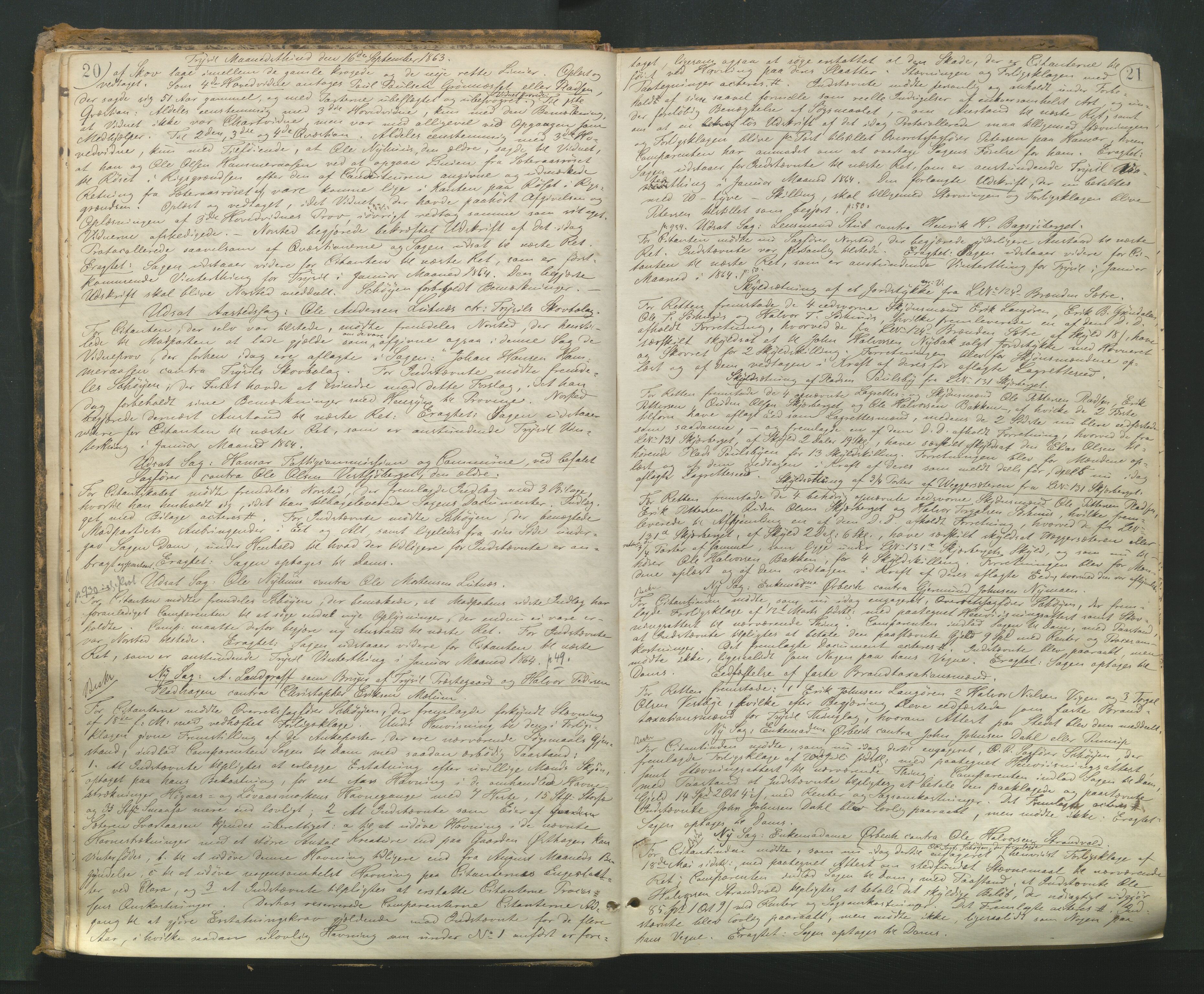 Sør-Østerdal sorenskriveri, AV/SAH-TING-018/G/Gb/L0004: Tingbok, 1863-1871, p. 20-21